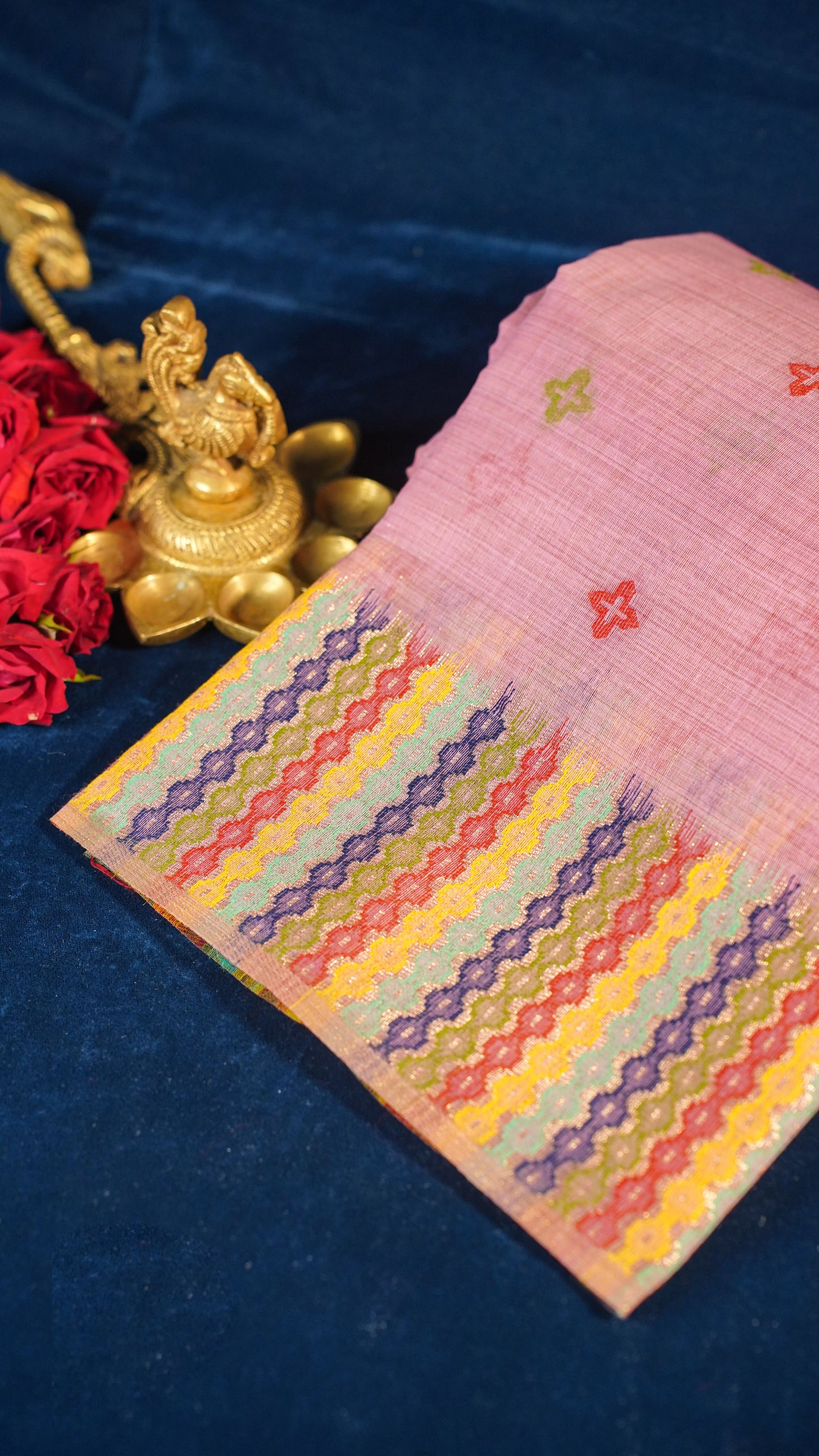 "UTSAV BANARAS 137" Banarasi Pink Jamdani Cotton Silk Saree
