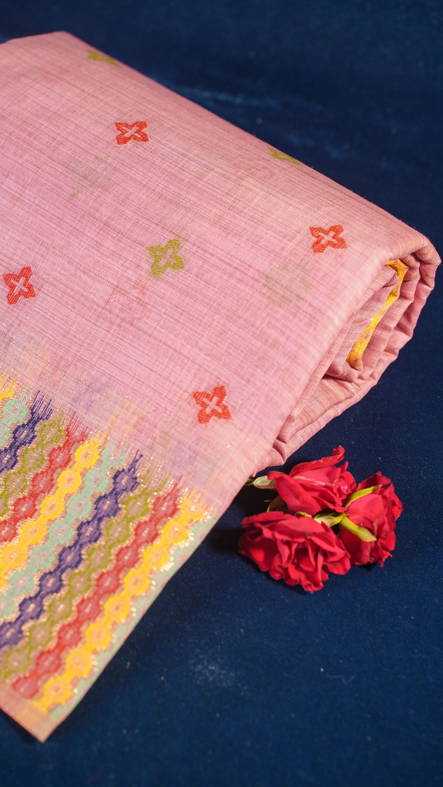 "UTSAV BANARAS 137" Banarasi Pink Jamdani Cotton Silk Saree
