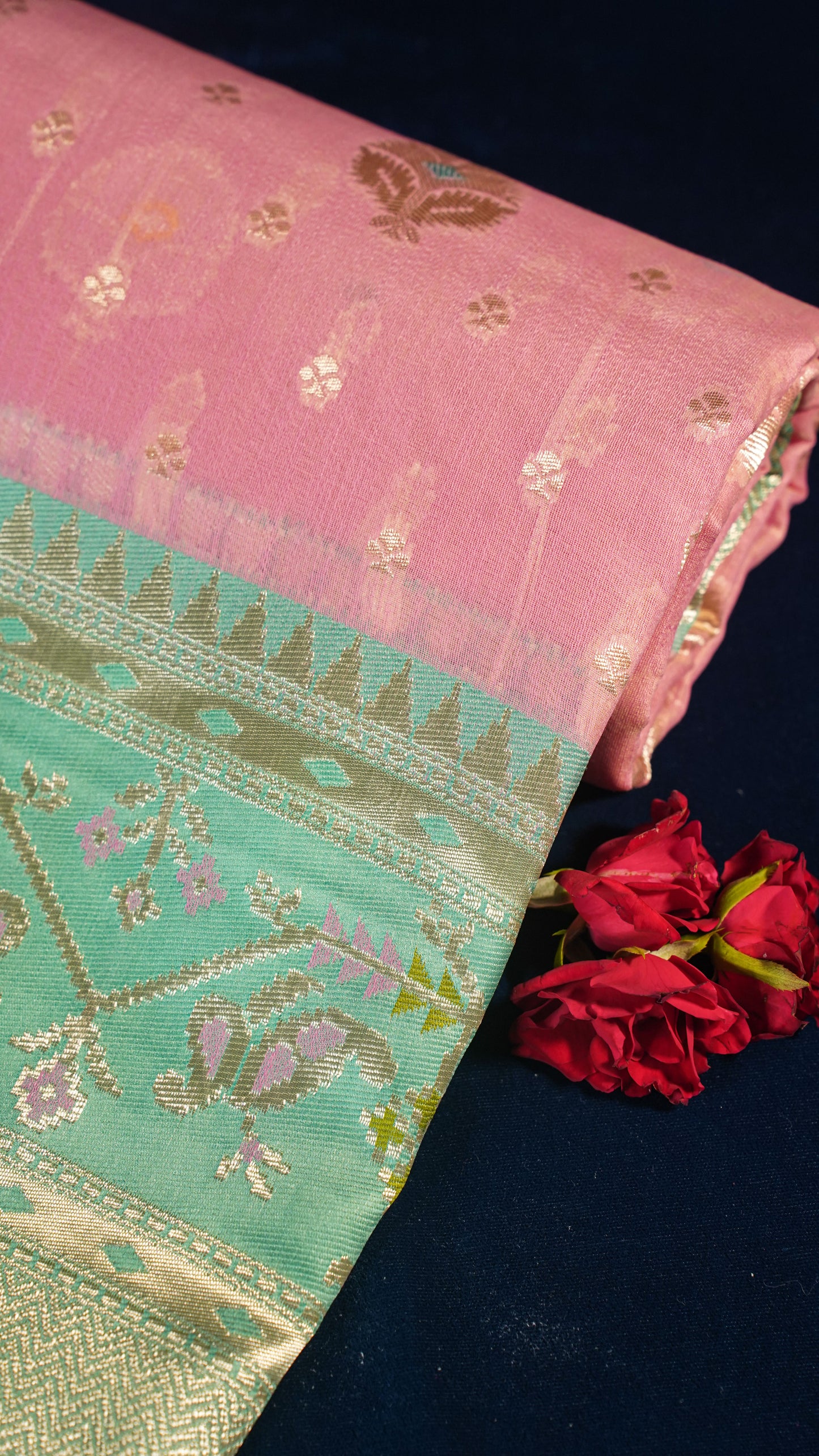 "UTSAV BANARAS 141" Banarasi Pastel Pink Jamdani Cotton Silk Saree