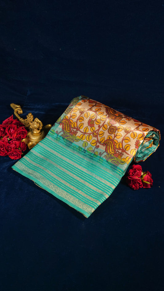 "UTSAV BANARAS 162" Banarasi Beige-Gold Tissue Kalamkari Silk Saree