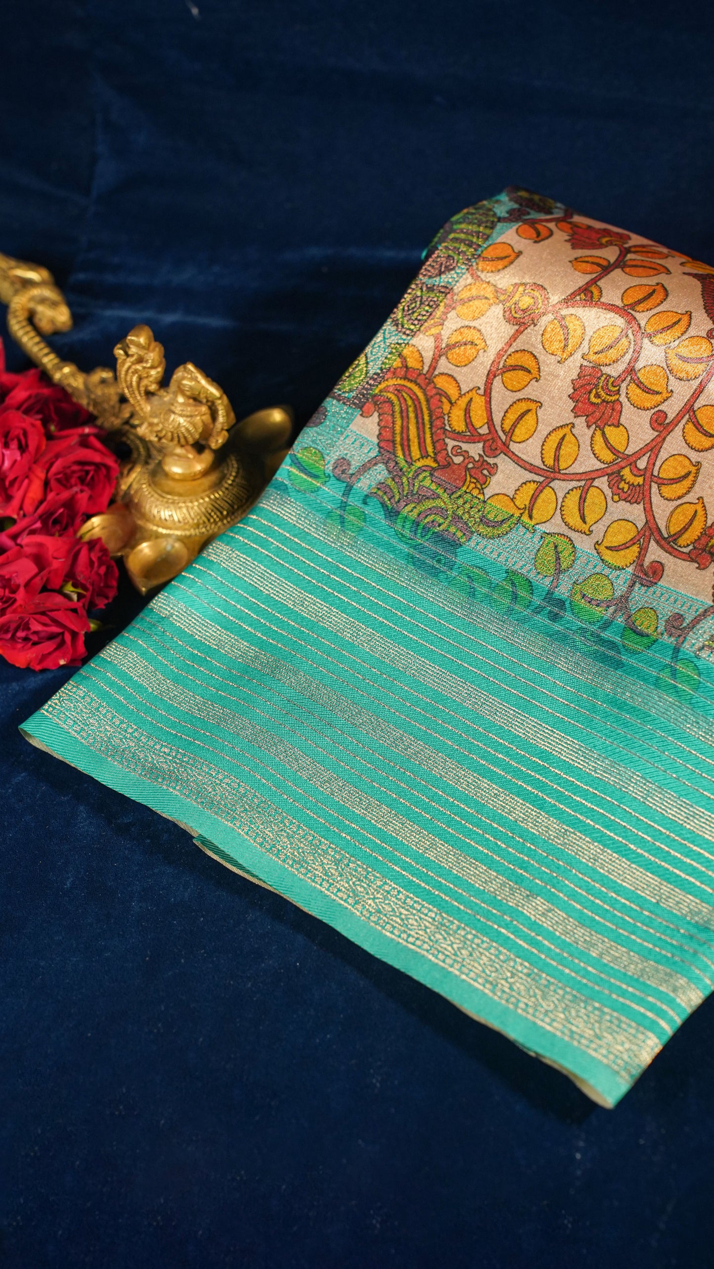 "UTSAV BANARAS 162" Banarasi Beige-Gold Tissue Kalamkari Silk Saree