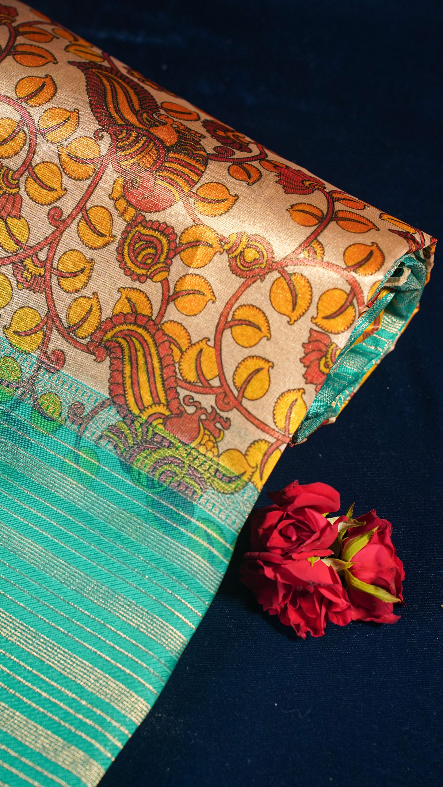 "UTSAV BANARAS 162" Banarasi Beige-Gold Tissue Kalamkari Silk Saree