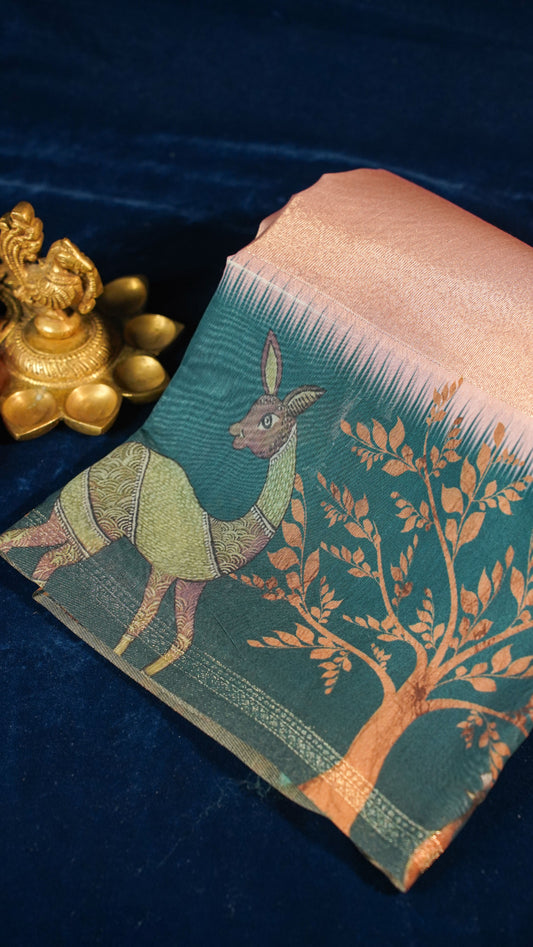 "UTSAV BANARAS 153" Banarasi Peach-Pink Tissue Silk Saree