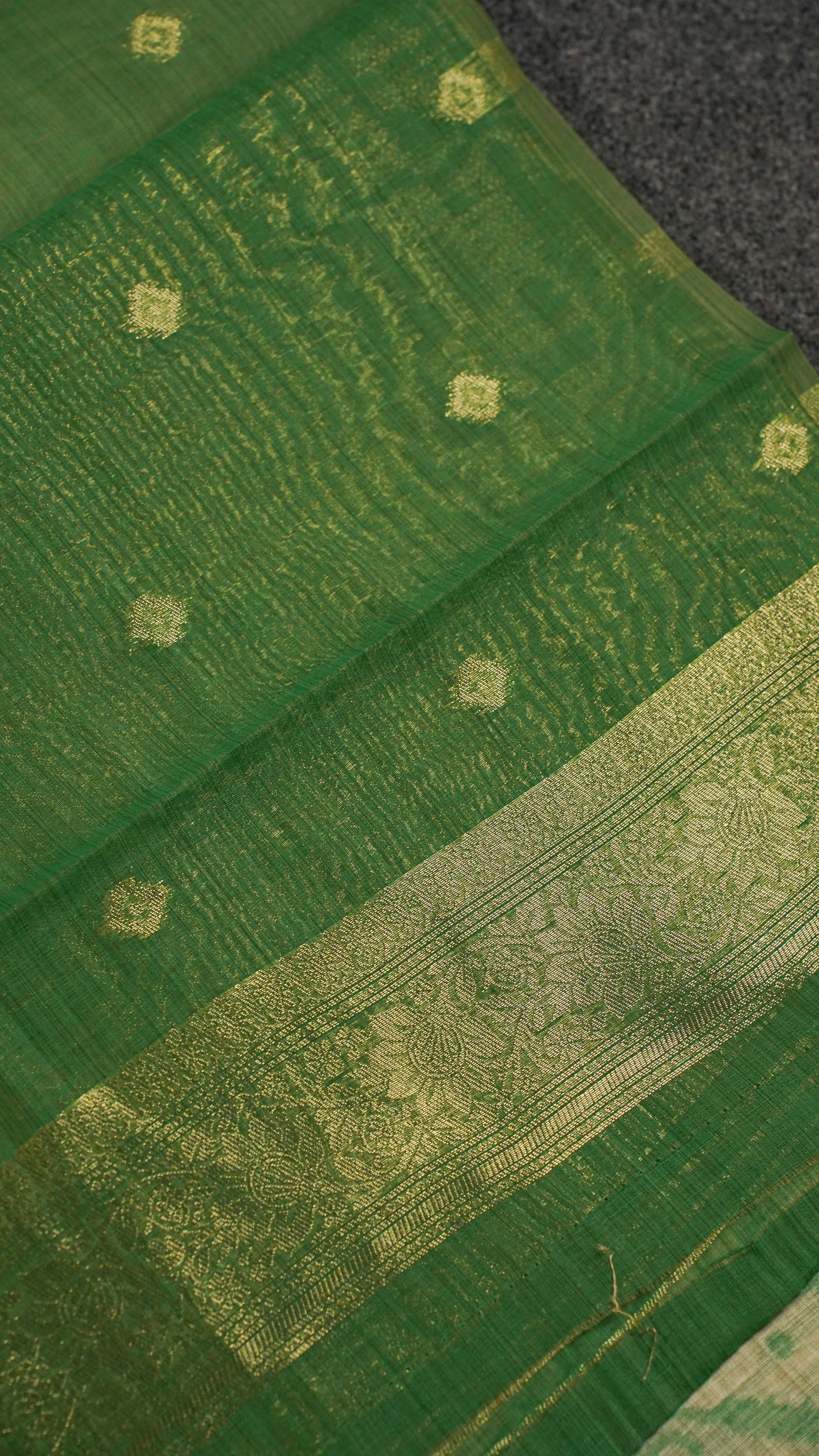 "UTSAV BANARAS 134" Banarasi Green Jamdani Cotton Silk Saree