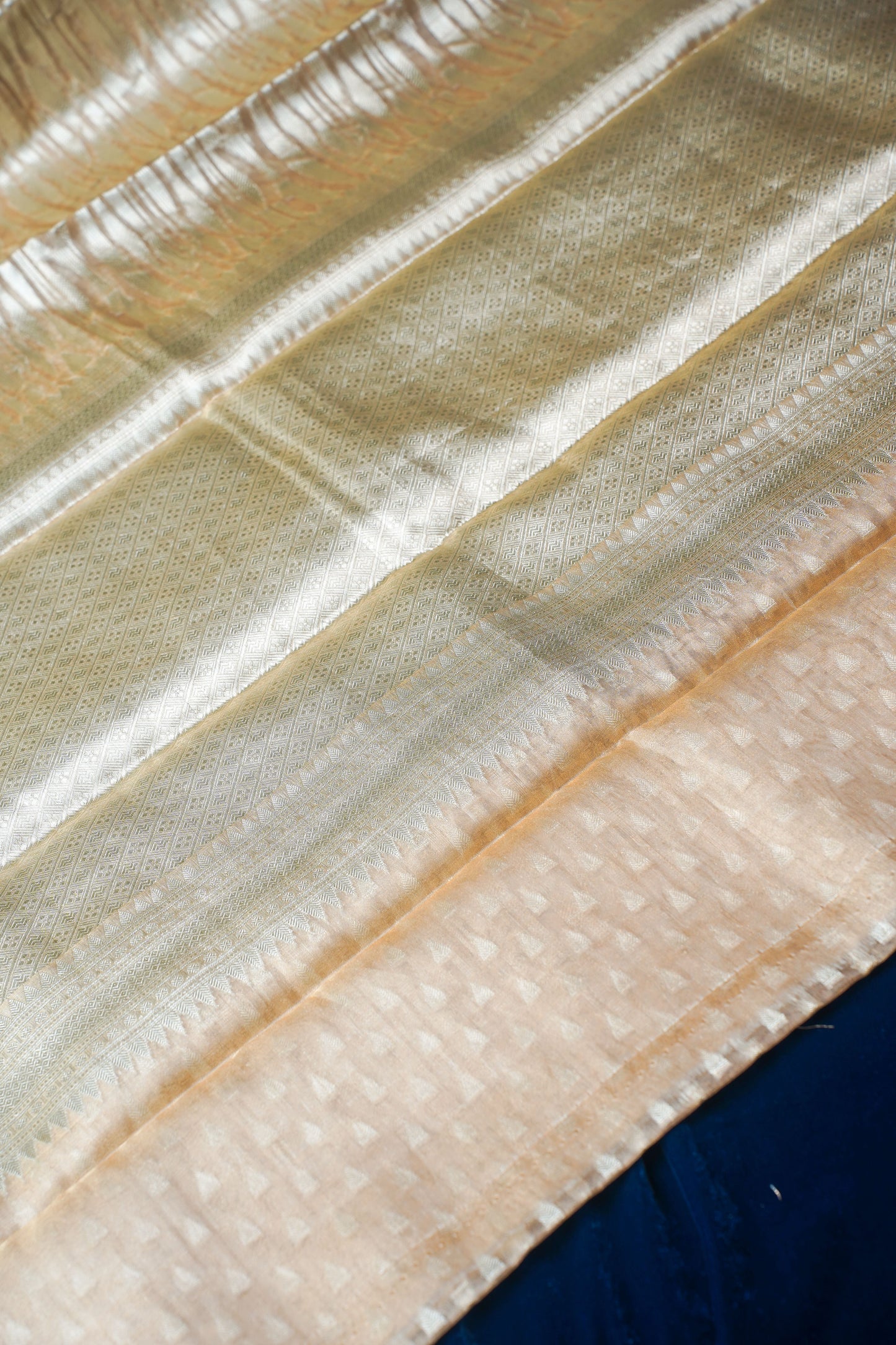 Rukmani Beige Pure Tissue Silk Banarasi Handloom Saree