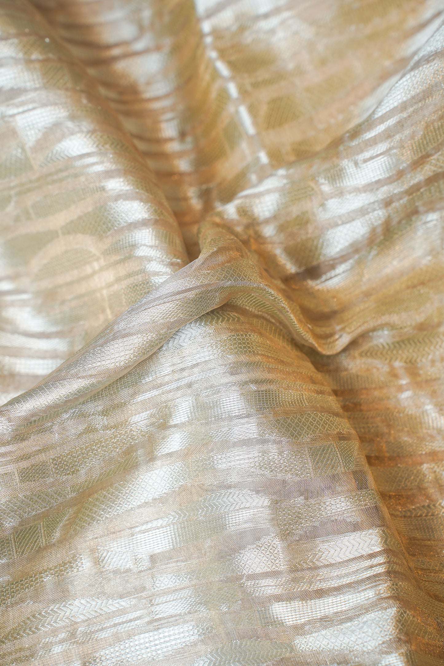 Rukmani Beige Pure Tissue Silk Banarasi Handloom Saree