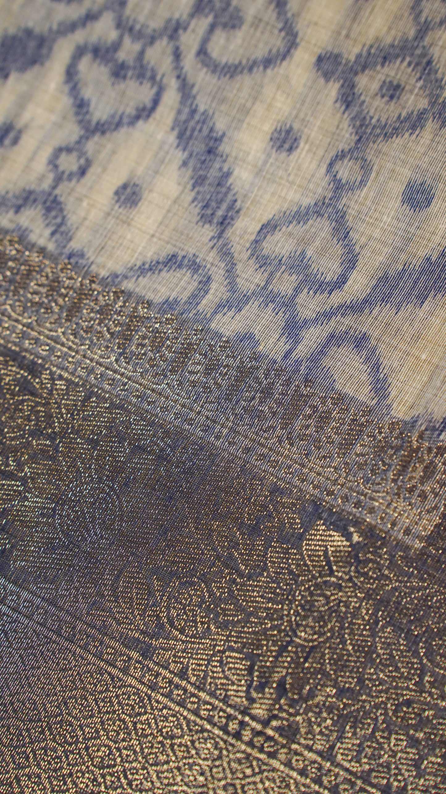 "UTSAV BANARAS 135" Banarasi Violet Blue Jamdani Cotton Silk Saree