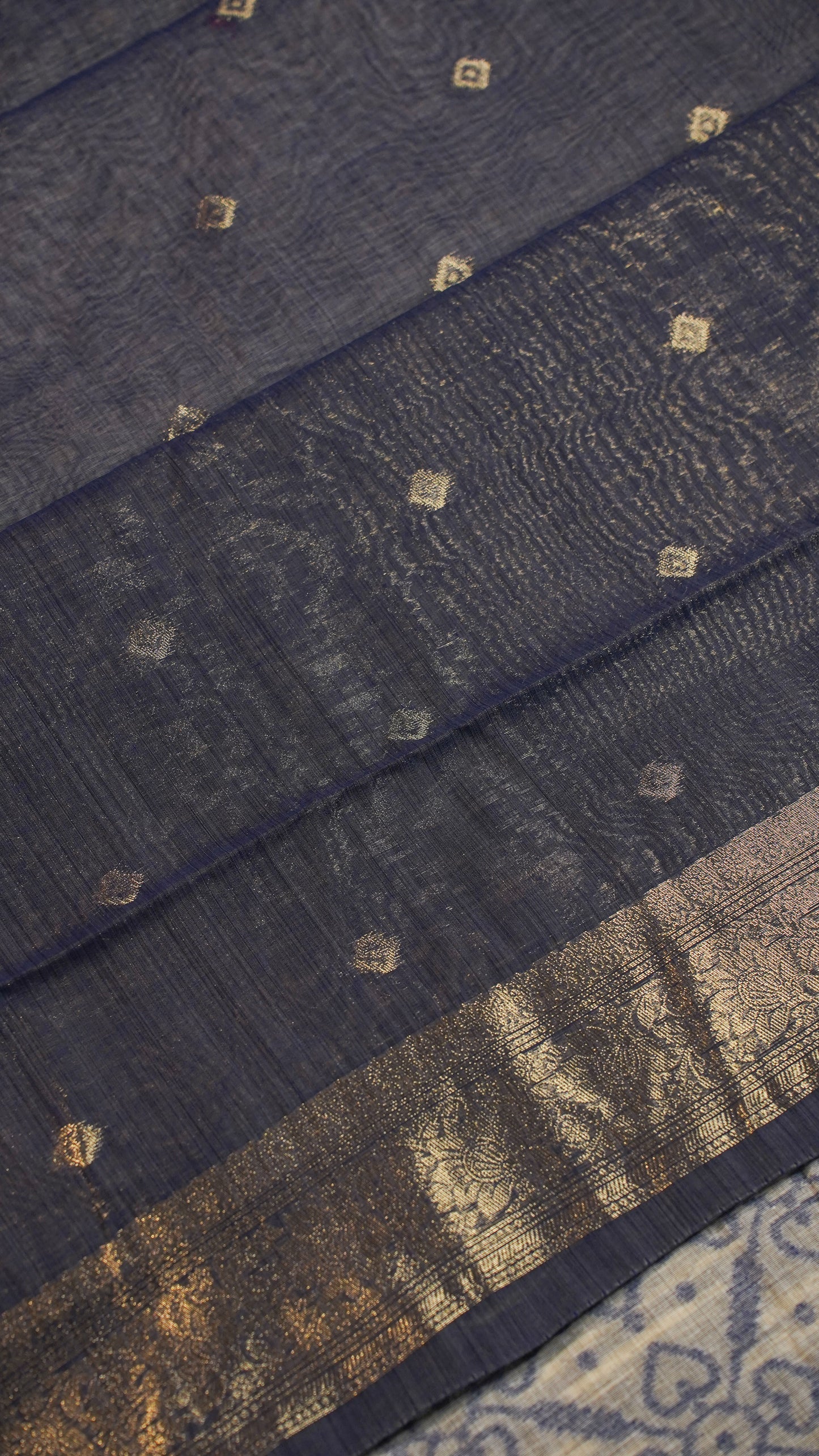 "UTSAV BANARAS 135" Banarasi Violet Blue Jamdani Cotton Silk Saree