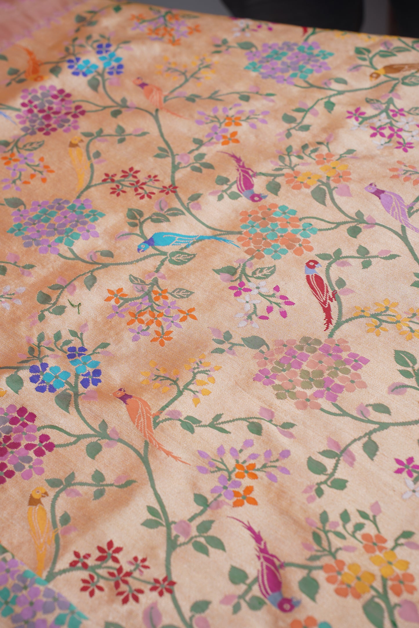 Shailaputri Peach Pure Kadwa Paithani Banarasi Handloom Saree