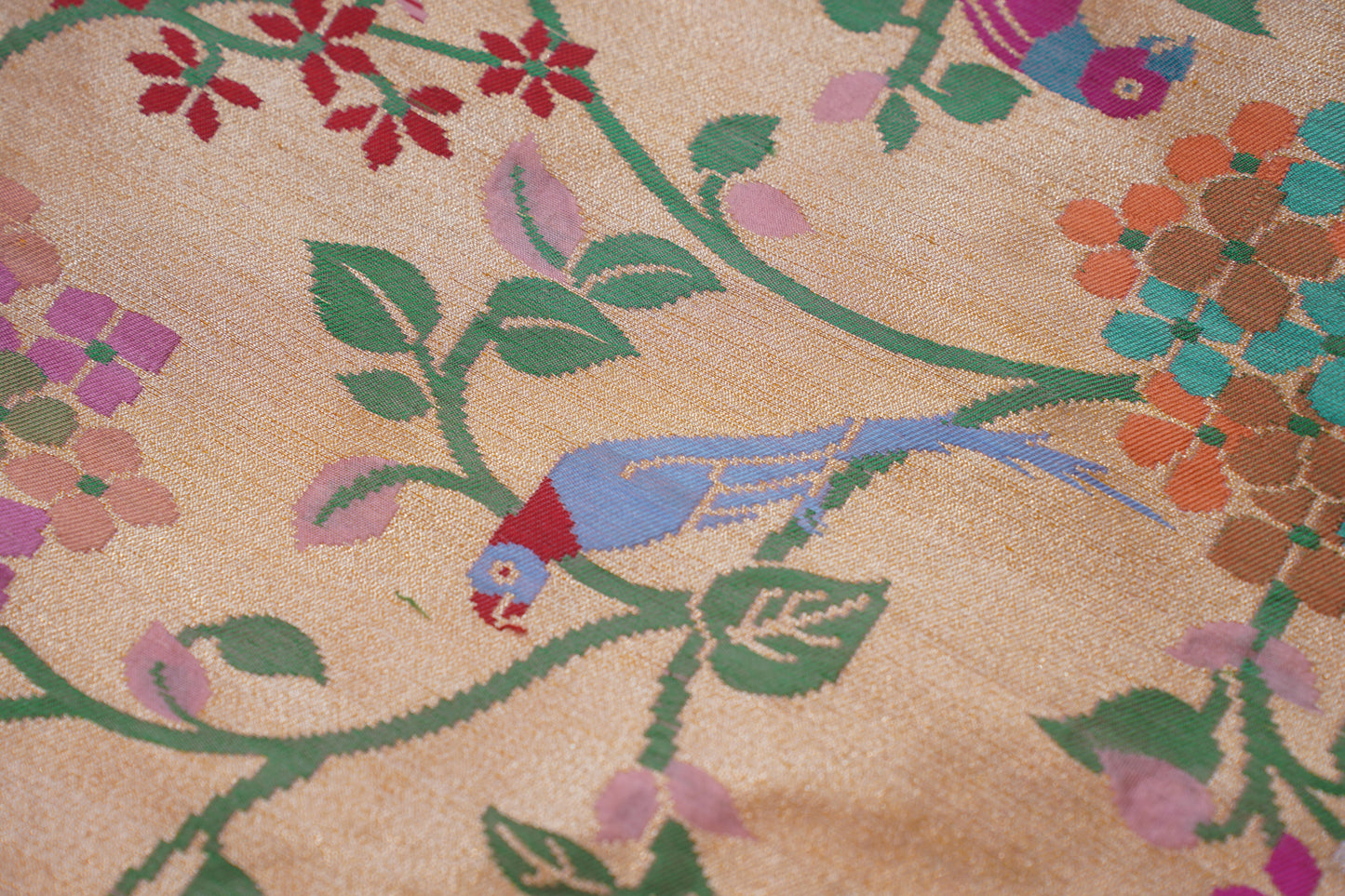 Shailaputri Peach Pure Kadwa Paithani Banarasi Handloom Saree