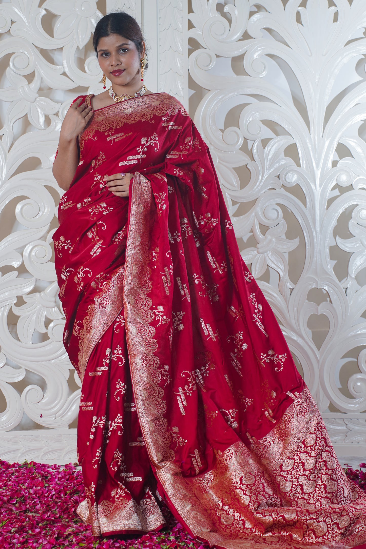 Katyayini Red Pure Katan Silk Saree