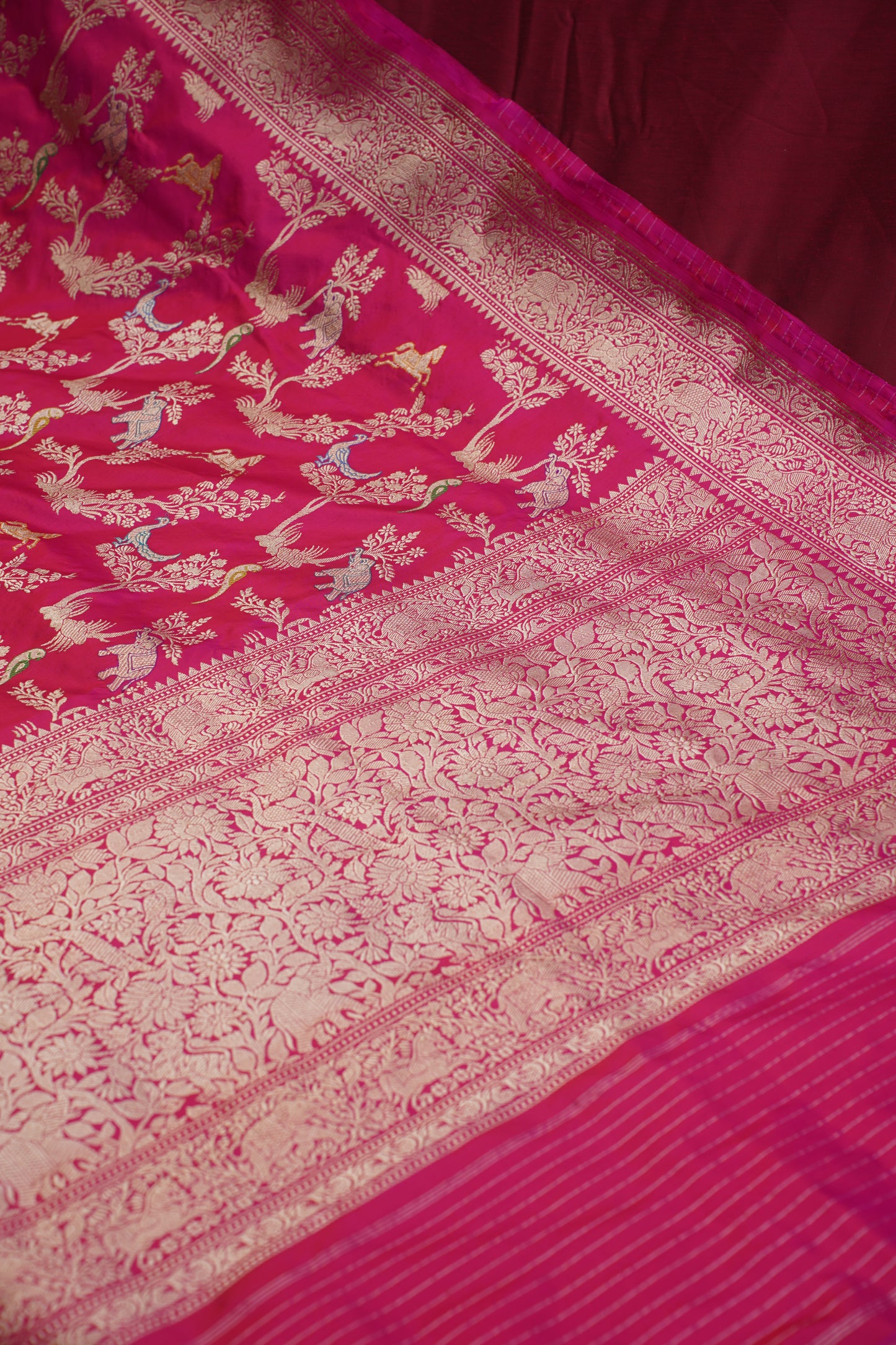 "VIRASAT 002" Dark Pink Pure Kadwa Banarasi Handloom Saree
