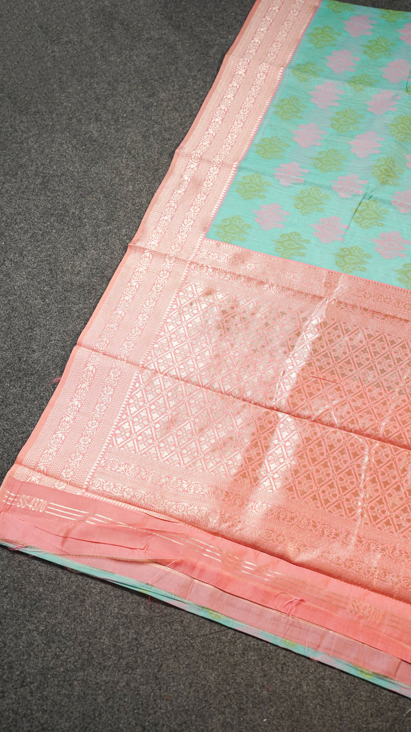 "UTSAV BANARAS 140" Banarasi Light Teal Jamdani Cotton Silk Saree