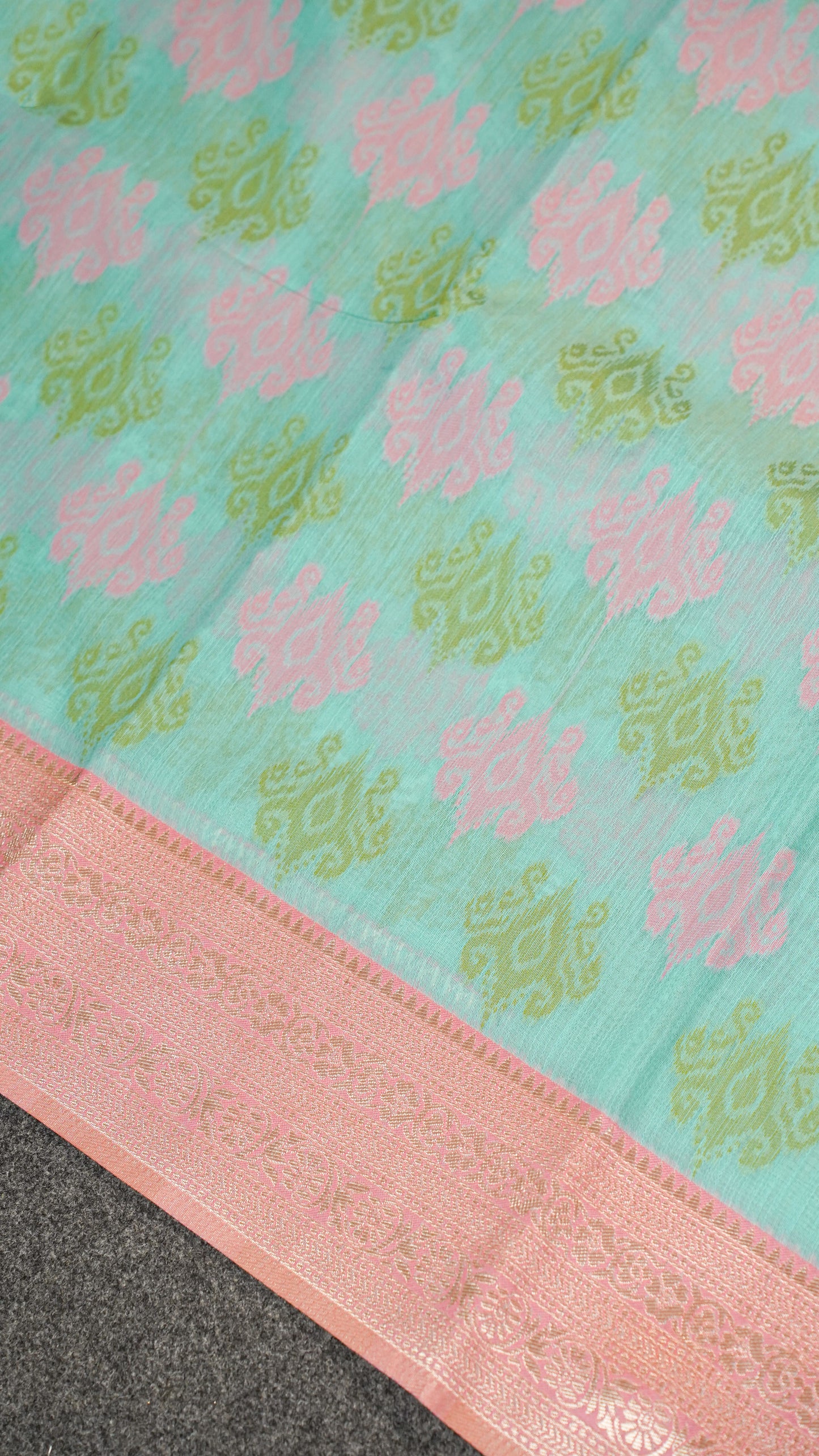 "UTSAV BANARAS 140" Banarasi Light Teal Jamdani Cotton Silk Saree