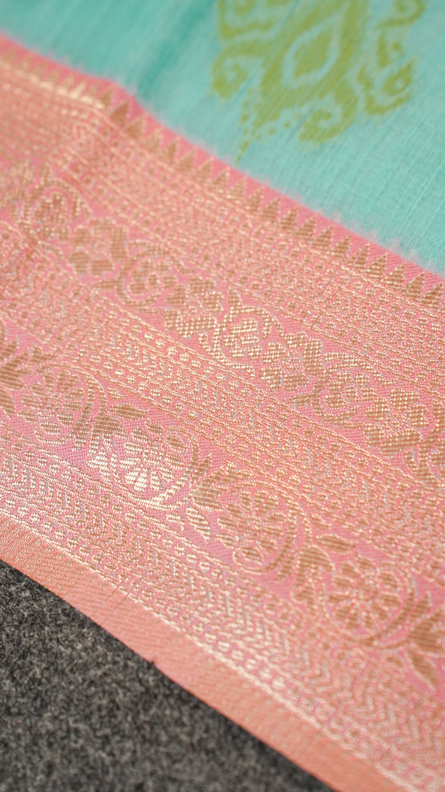 "UTSAV BANARAS 140" Banarasi Light Teal Jamdani Cotton Silk Saree