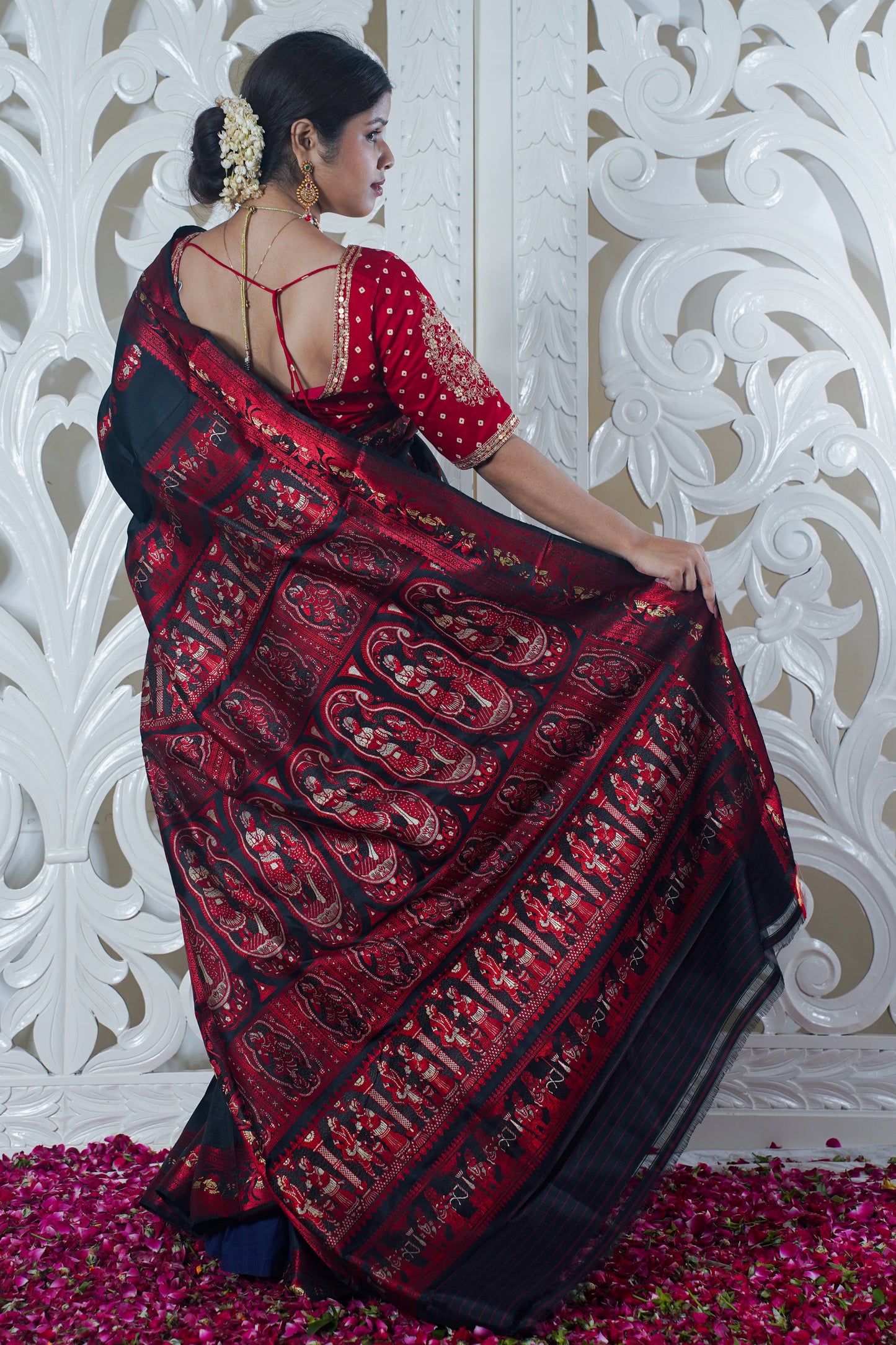 Sarvashakti Black Pure Katan Silk Saree