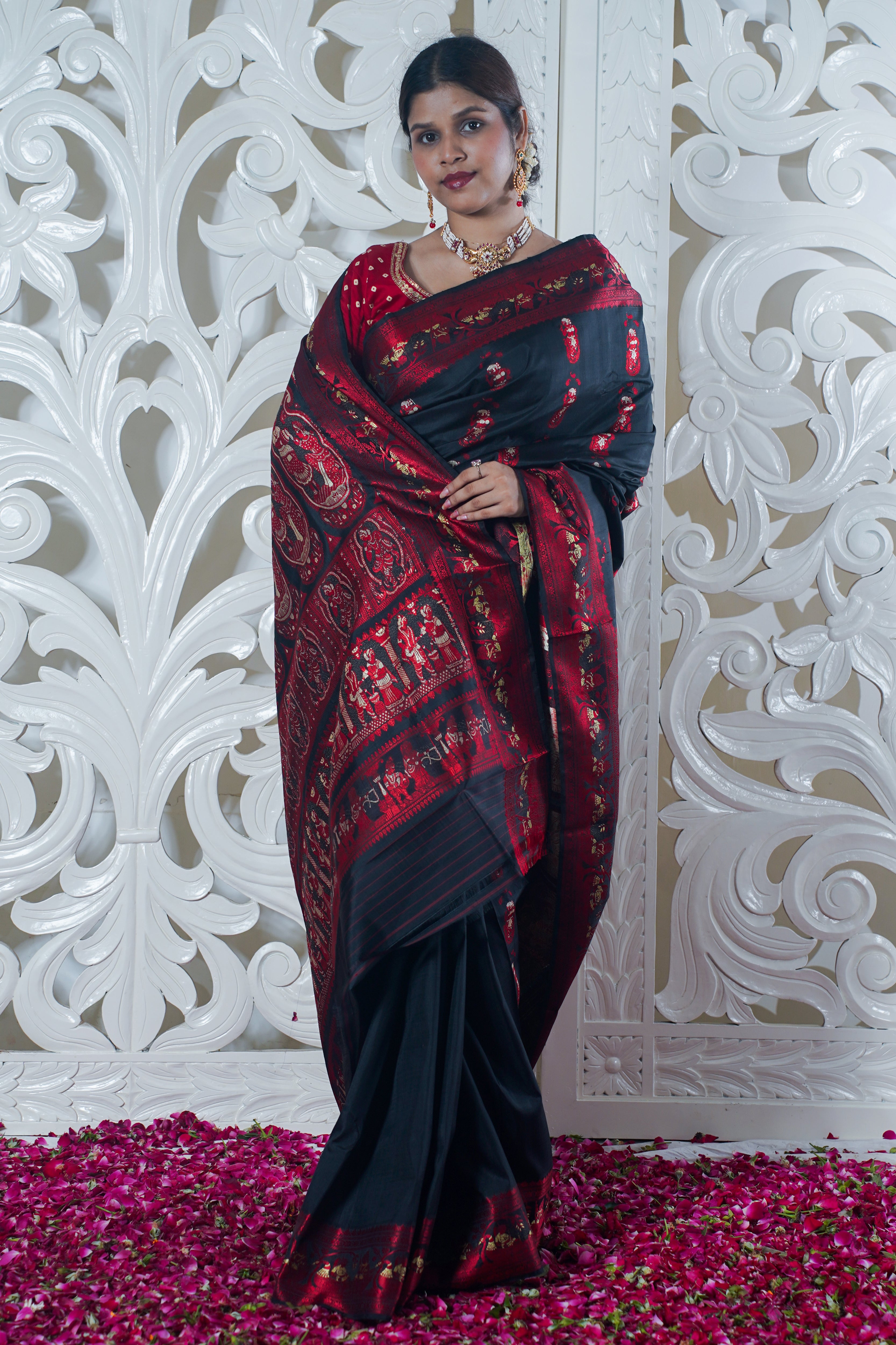 "Virasat 134" Black Pure Katan Silk Saree