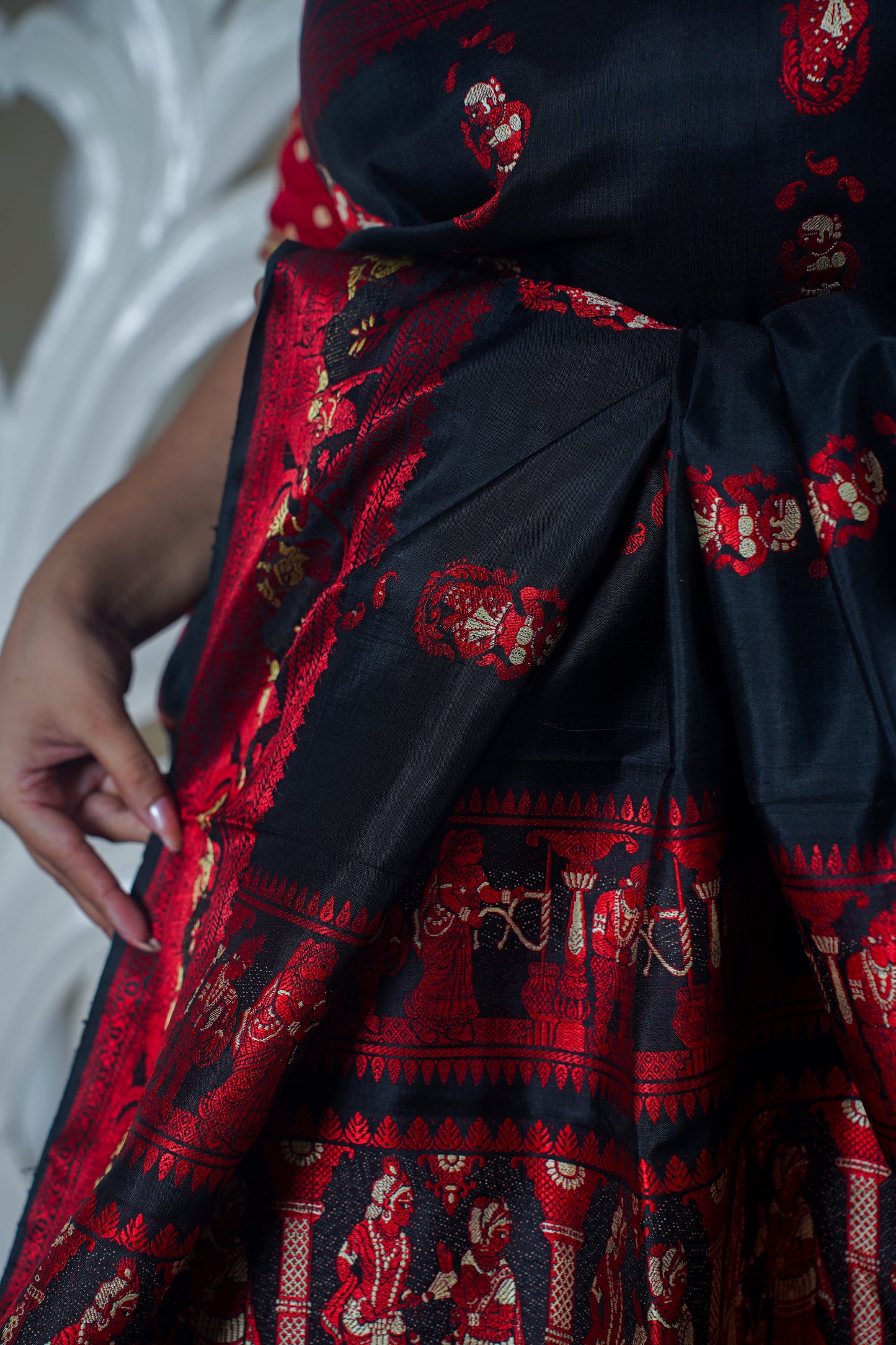 Sarvashakti Black Pure Katan Silk Saree