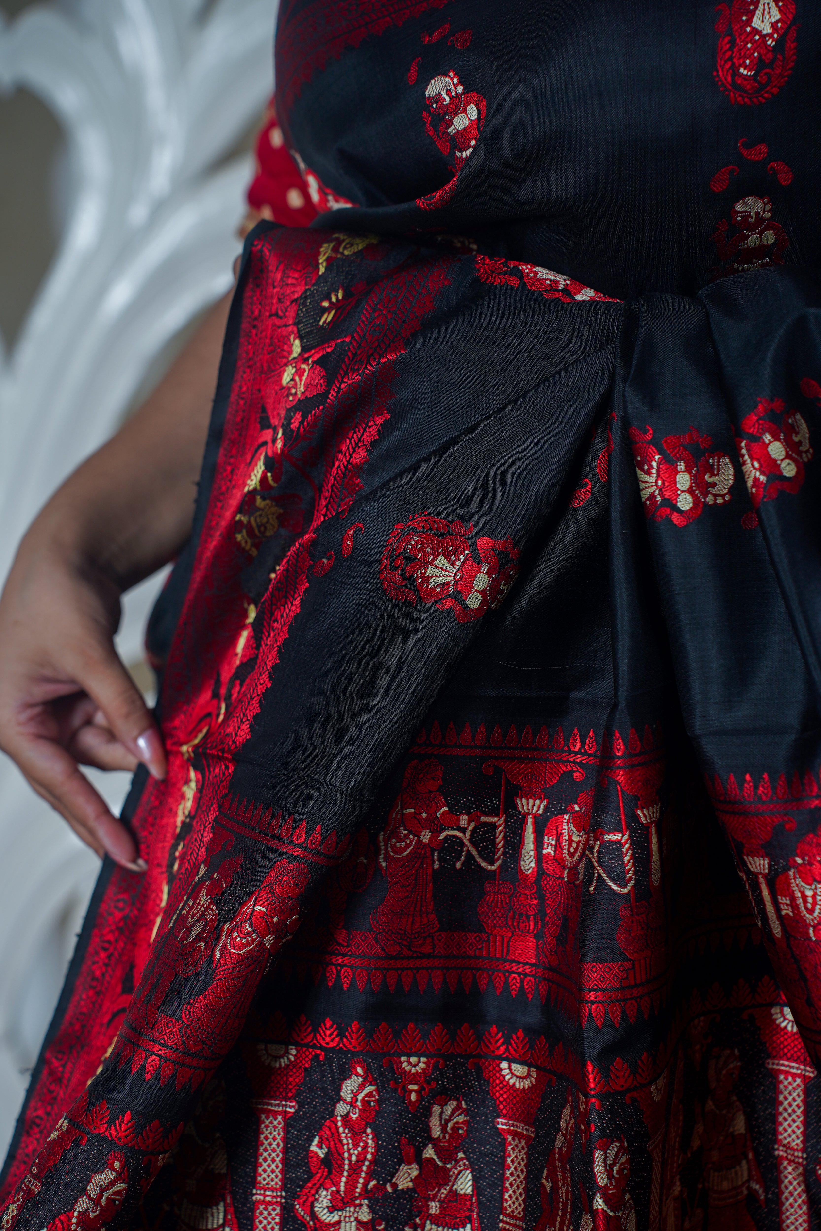 "Virasat 134" Black Pure Katan Silk Saree