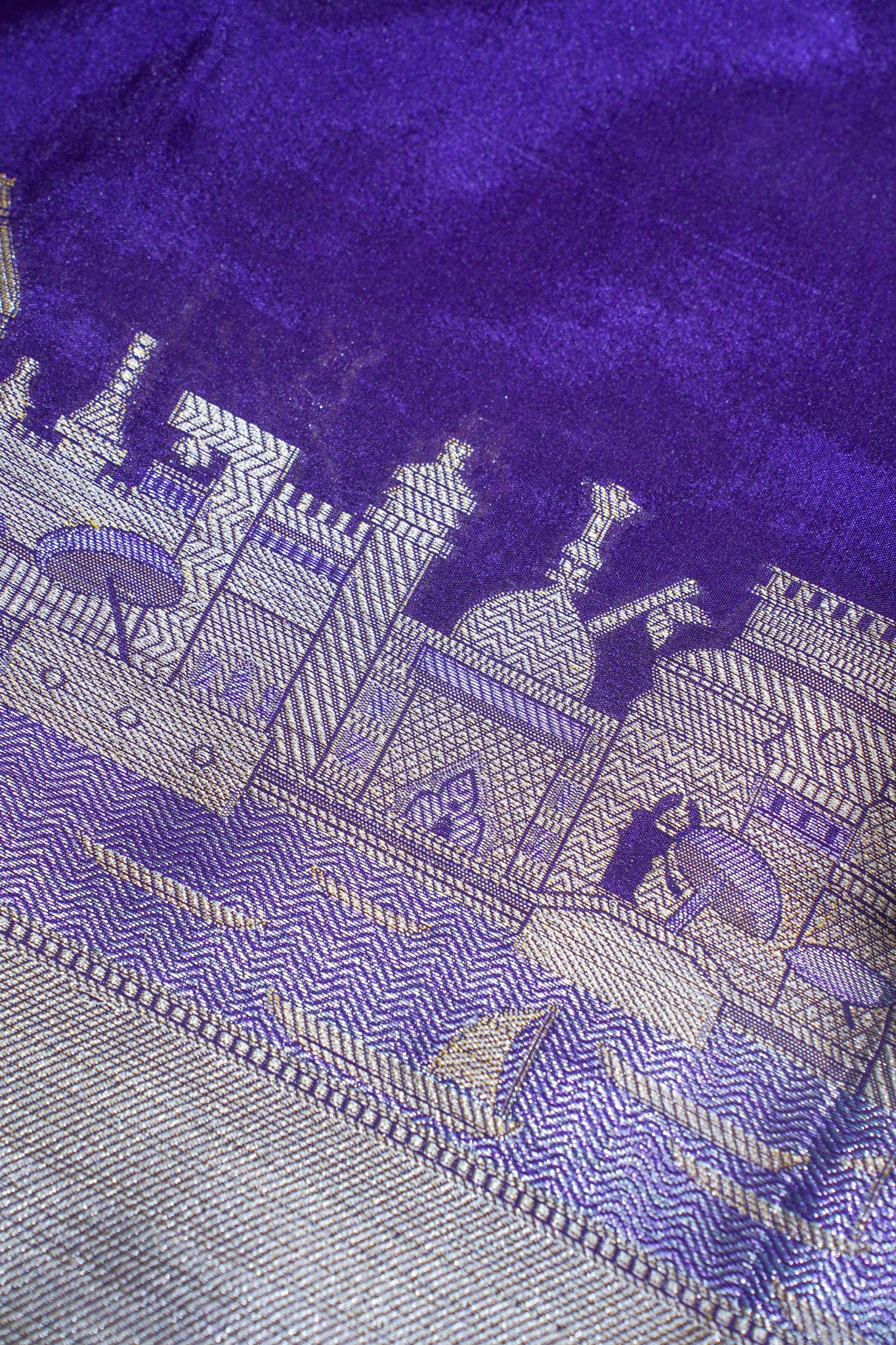 "UTSAV BANARAS 003B" Banarasi Pink Kashi Ghat Pattern Silk Saree
