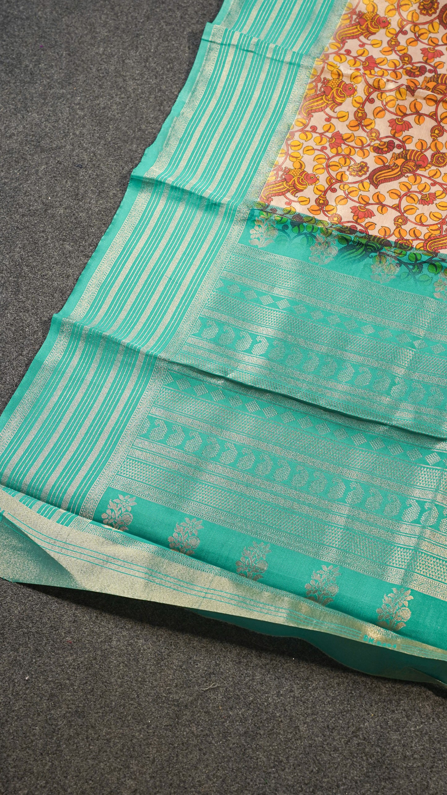 "UTSAV BANARAS 162" Banarasi Beige-Gold Tissue Kalamkari Silk Saree