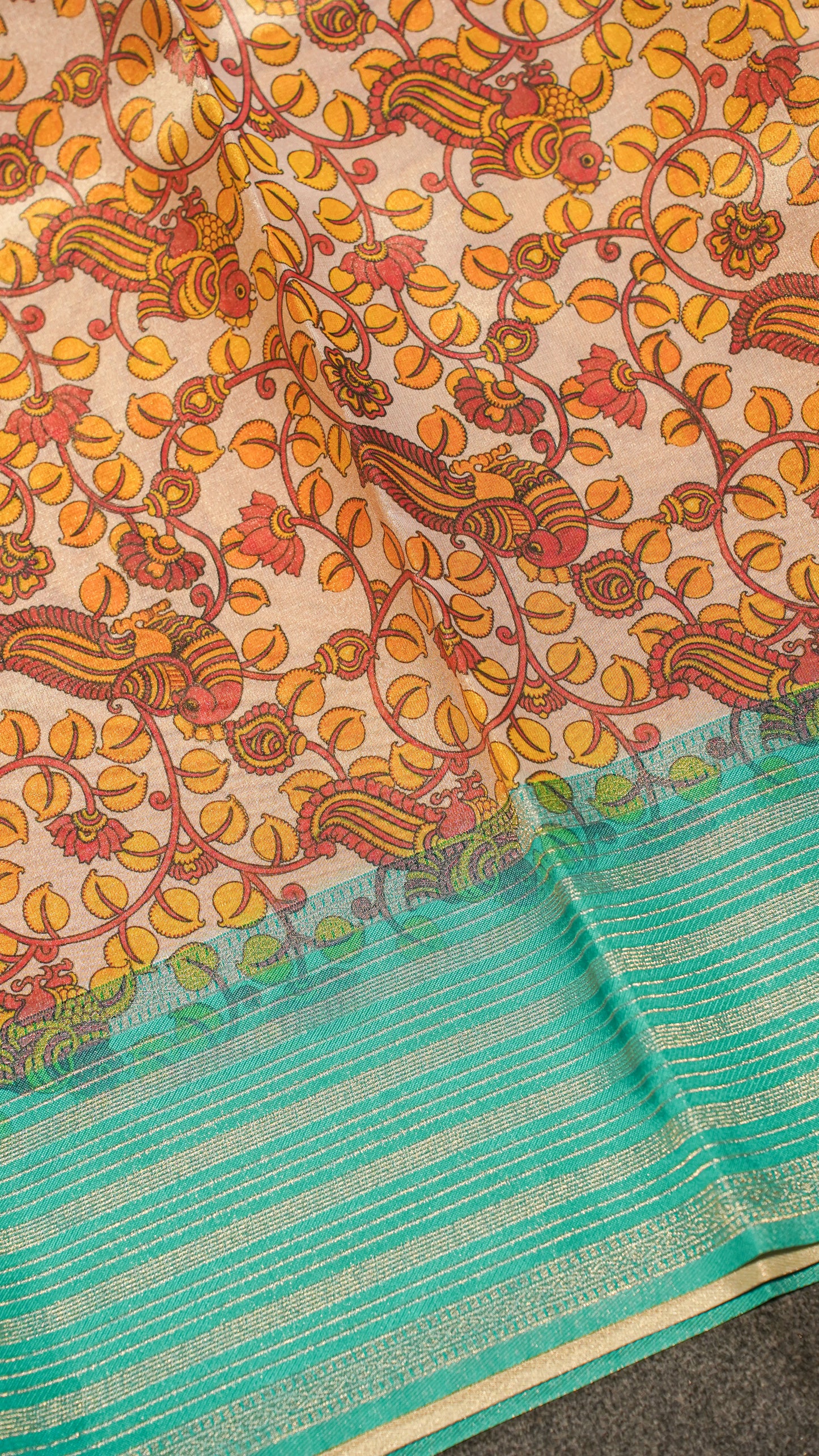 "UTSAV BANARAS 162" Banarasi Beige-Gold Tissue Kalamkari Silk Saree