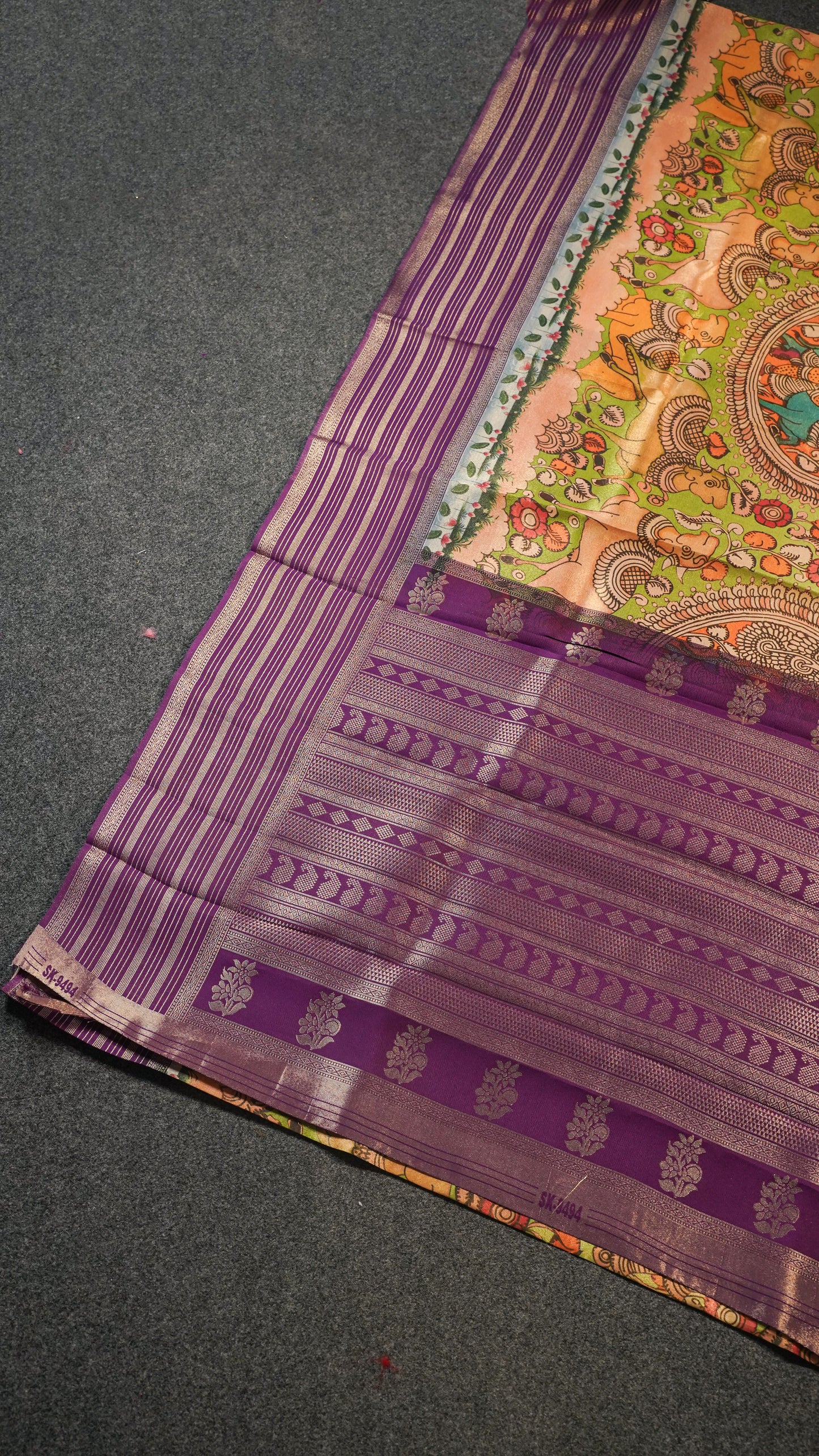 "UTSAV BANARAS 142" Banarasi Forest Green Digital Print Tissue Silk Saree