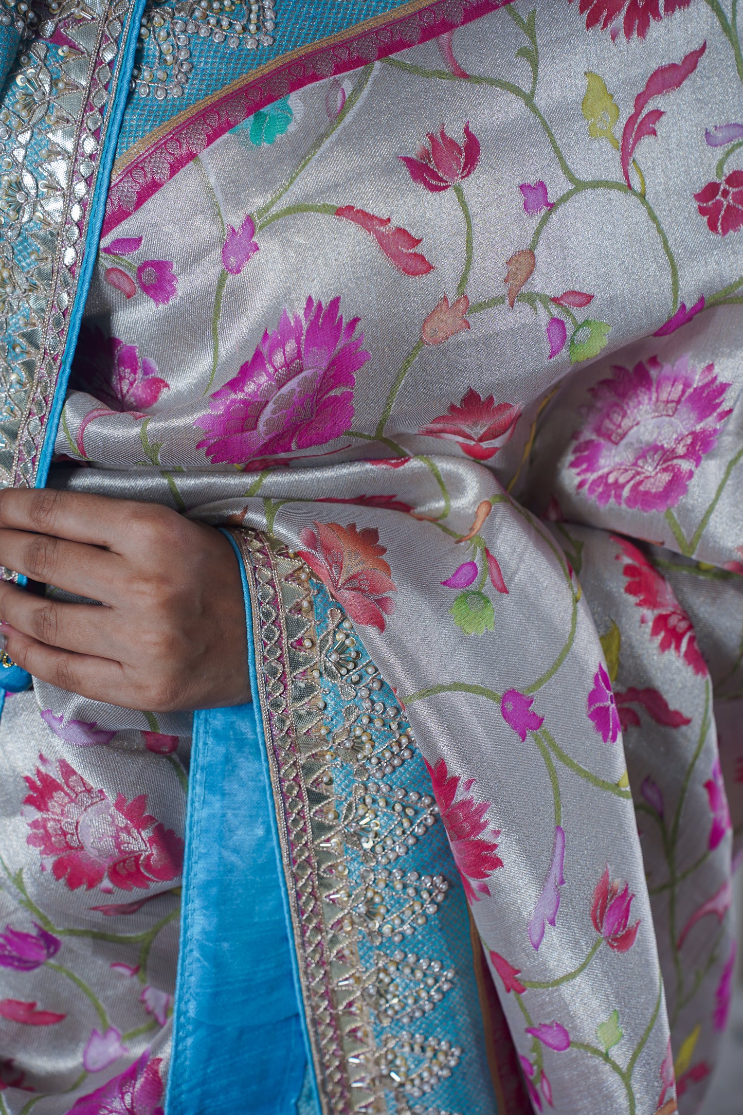 Samaleswari Off-White Pure katan Silk Saree With Border (Embroidery work)