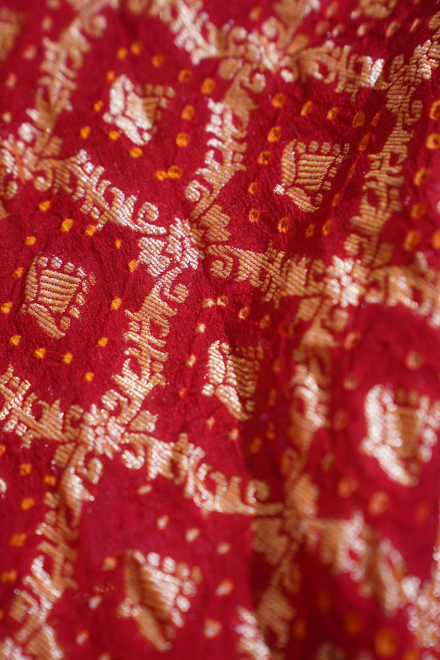 Bagalamukhi Red Pure Khaddi Bandhej Banarasi Handloom Saree