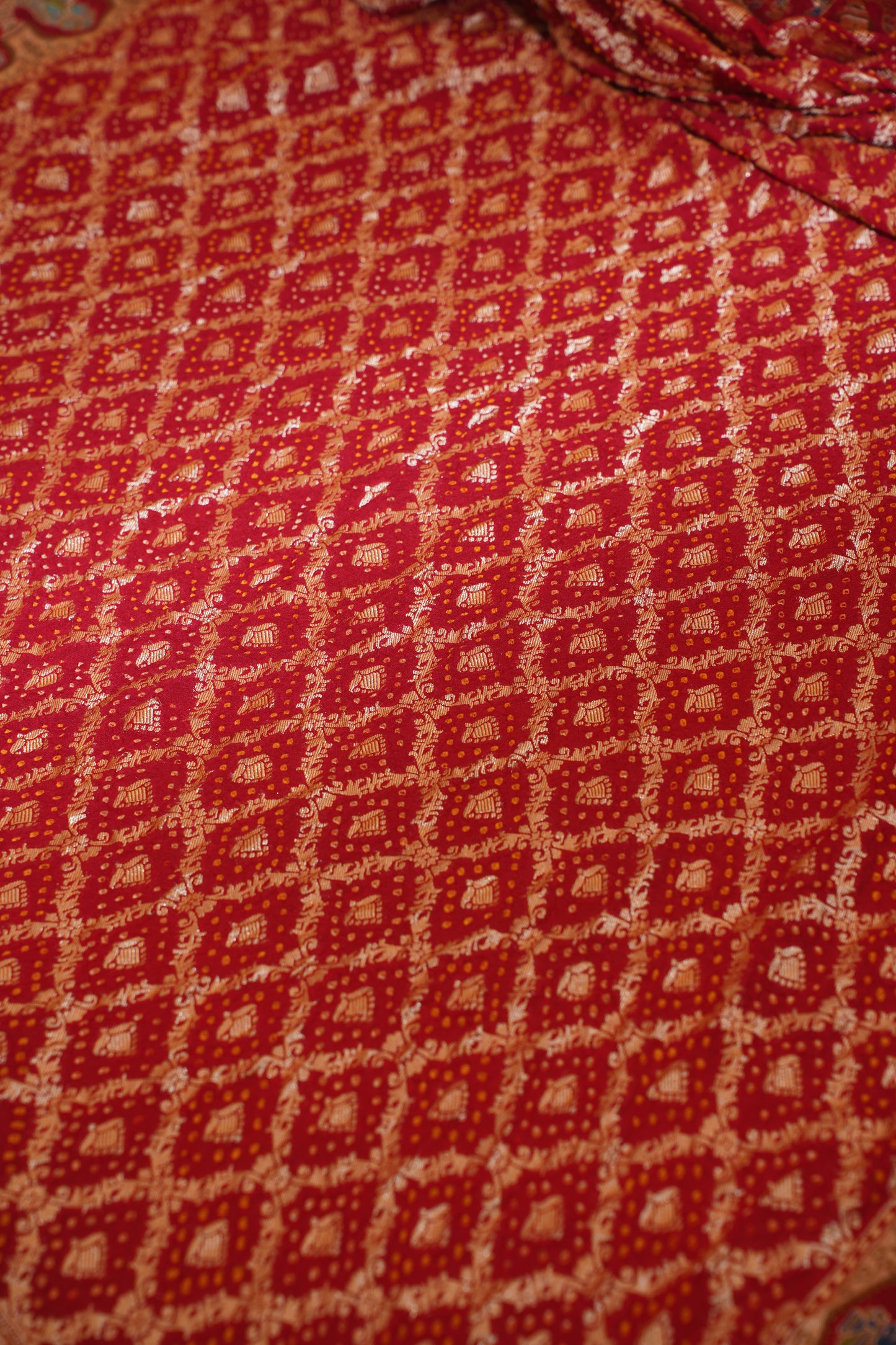 Bagalamukhi Red Pure Khaddi Bandhej Banarasi Handloom Saree