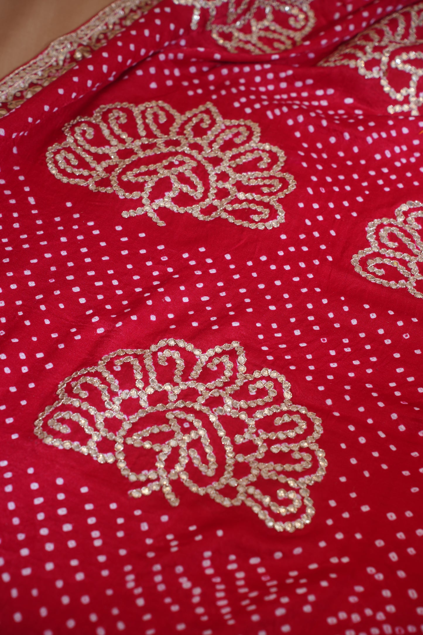 Chinnamasta Red & Pink Pure Bandhej Banarasi Handloom Saree With Danka Work