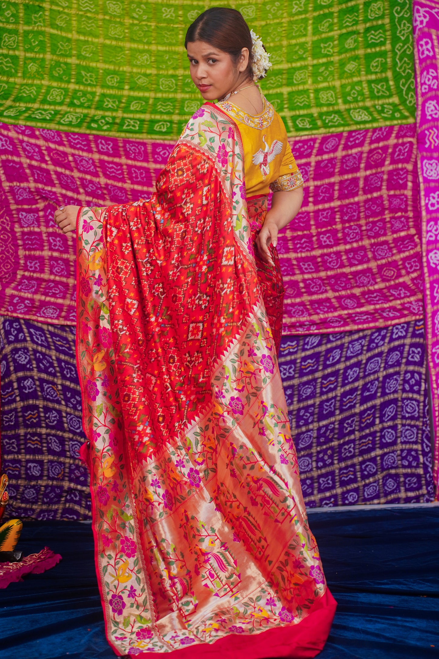 "VIRASAT 130" Red Pure Patola Silk Saree With Paithani Border