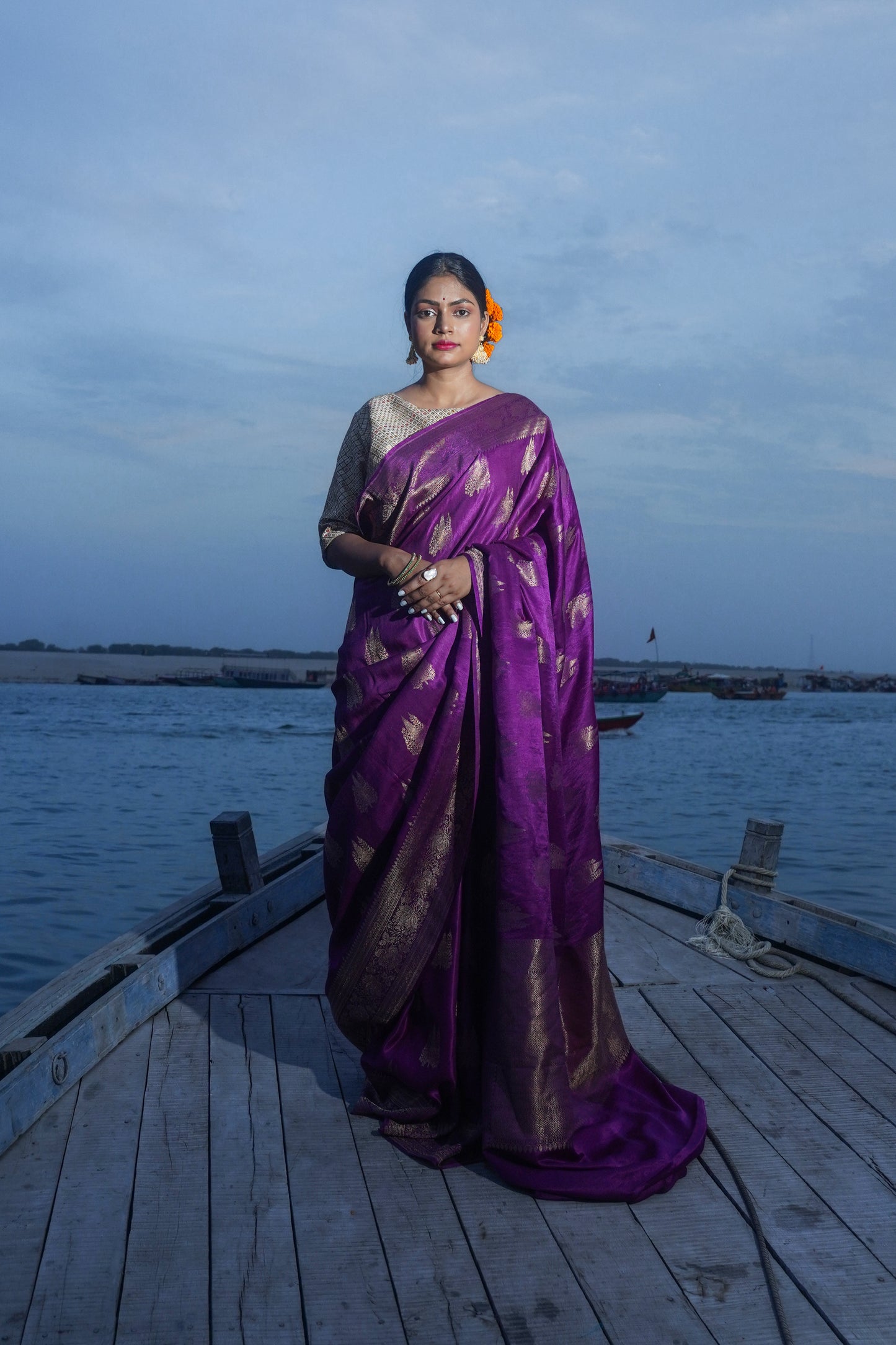 Haridaya Handwoven Banarasi masaru silk Saree with kadwa boota