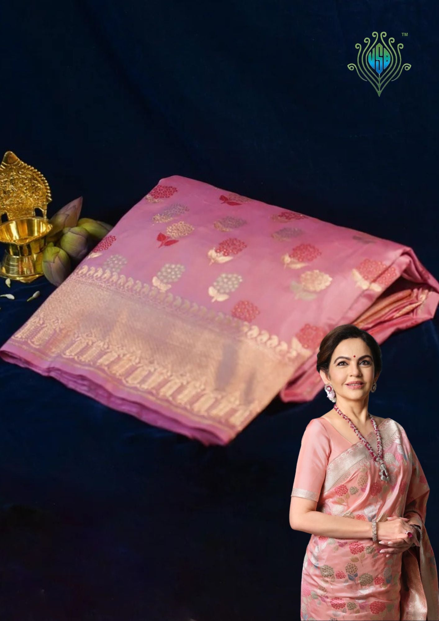 "VIRASAT 213" Banarasi Pure Katan Kadwa Handloom Saree with Resham Floral and Meenakari Work