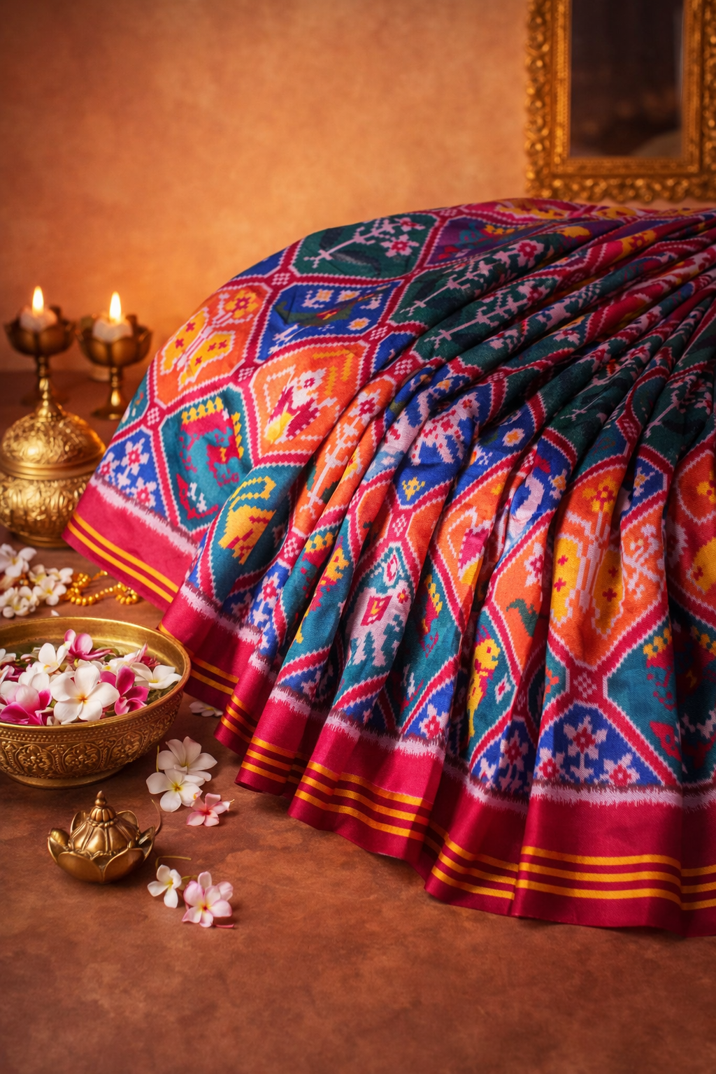 "UTSAV BANARAS 219" Banarasi Multi Color Patola Silk Saree