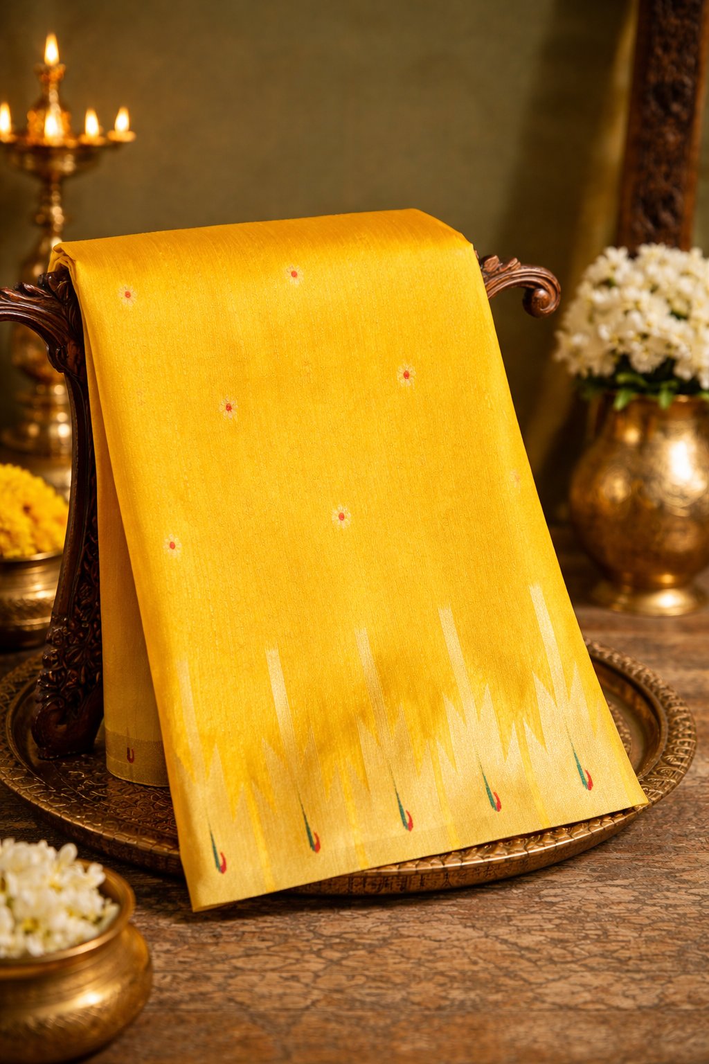 Utsav Banaras 322 Beautiful Yellow Raw Silk Saree with Zari Meenakari Palla & Border
