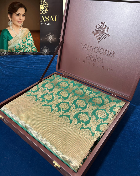 "VIRASAT 203" Nita Ambani Handwoven Banarasi Jaal Silk Saree