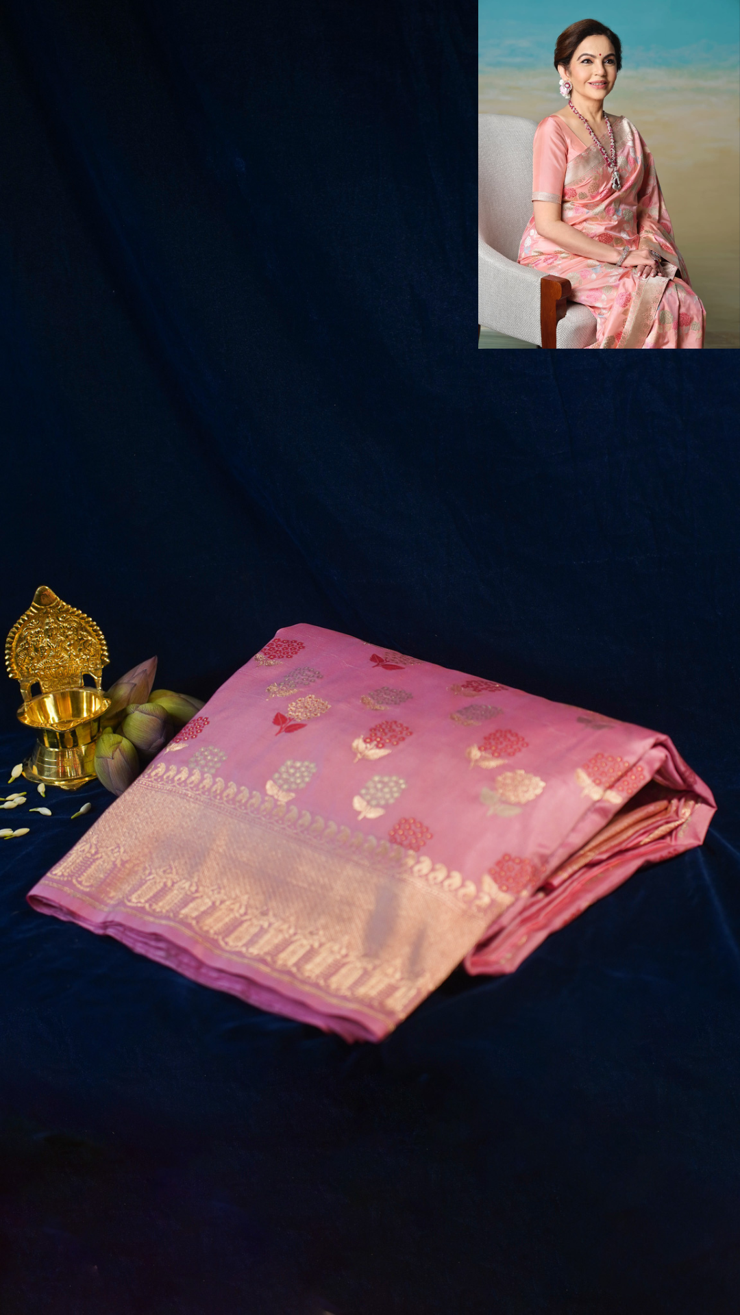 "Maya" Banarasi Pure Katan Kadwa Handloom Saree with Resham Floral and Meenakari Work
