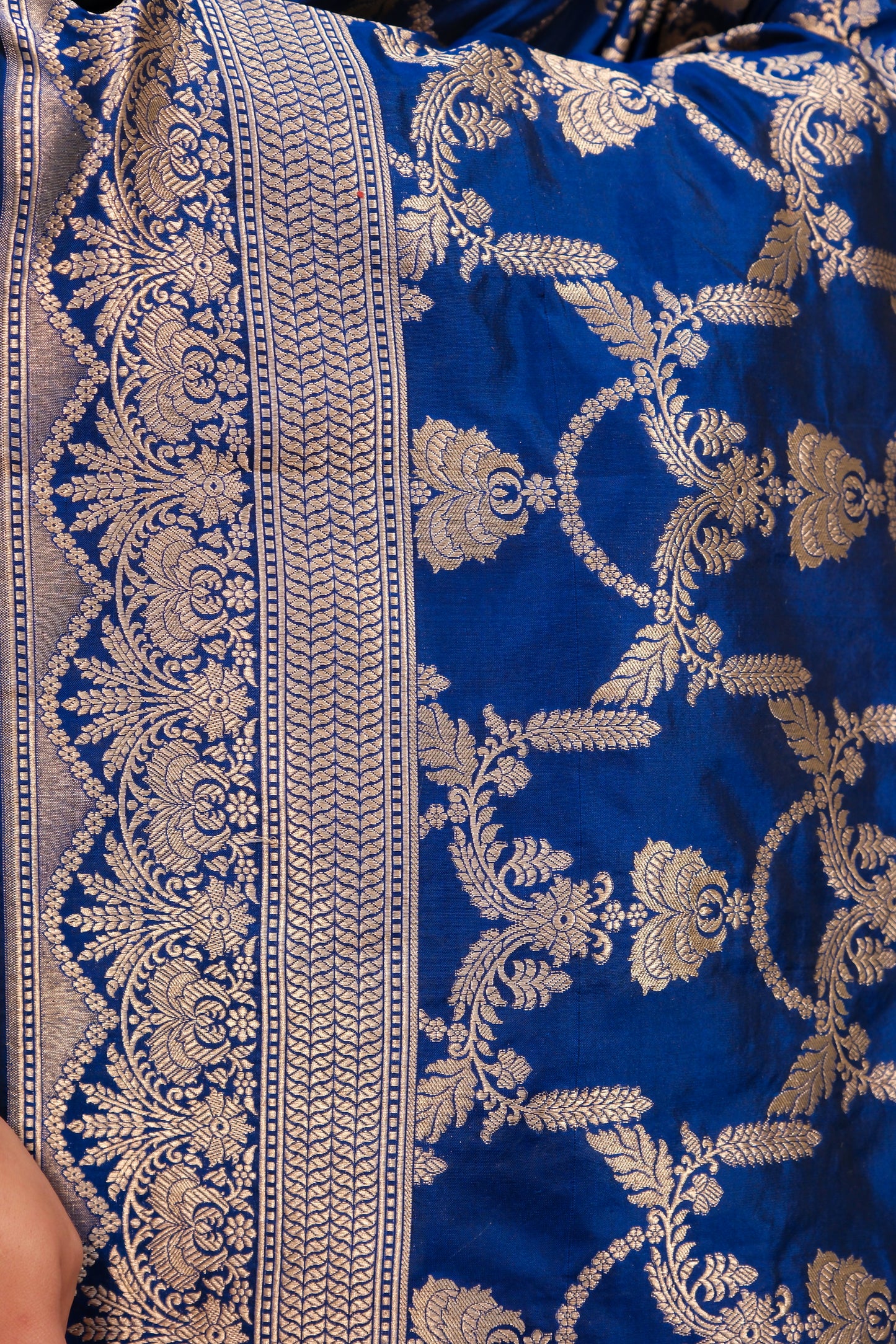 "VIRASAT 168" Pure Banarasi Silk Uppada Saree - Rose Gold Zari, Handwoven Masterpiece