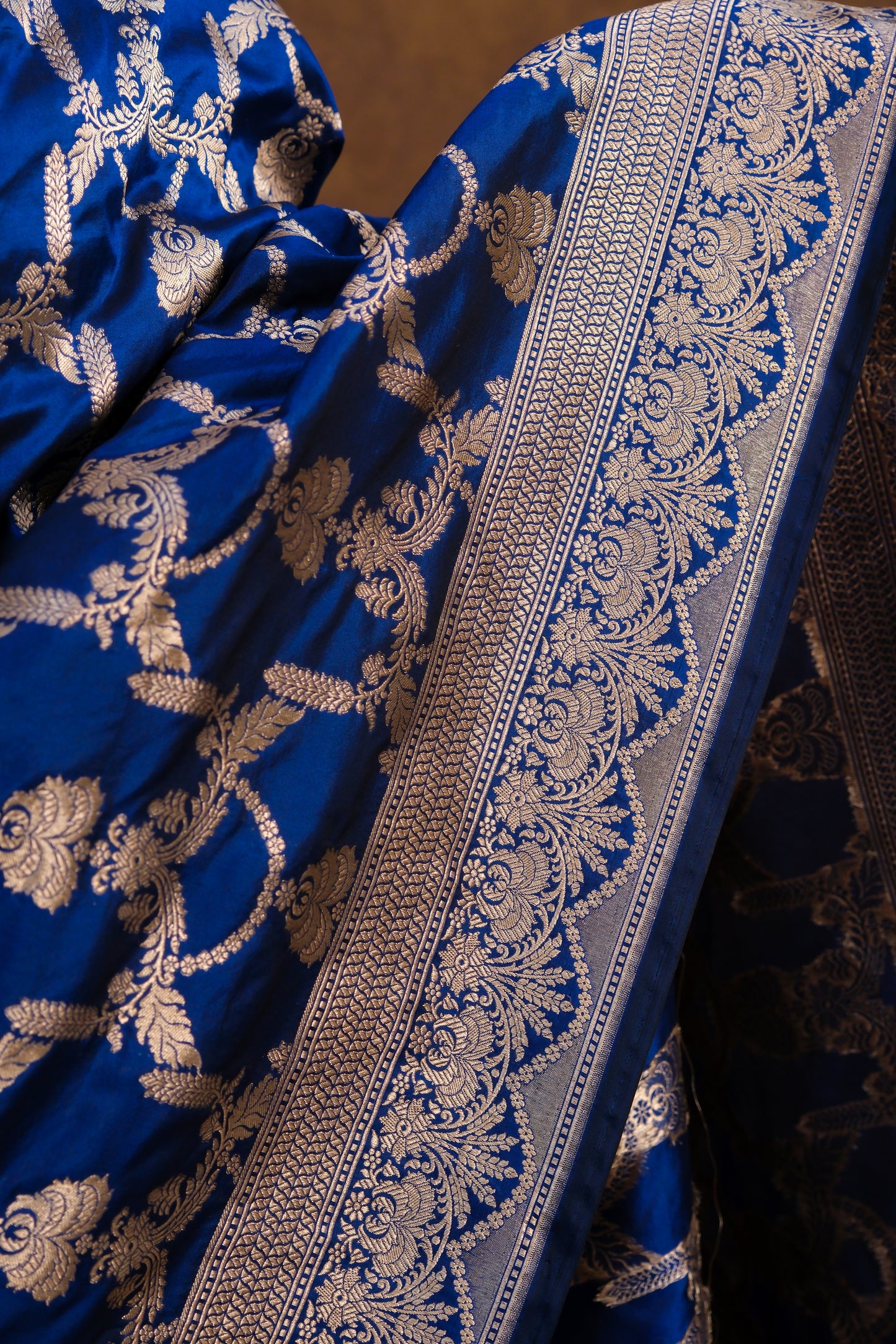 "VIRASAT 168" Pure Banarasi Silk Uppada Saree - Rose Gold Zari, Handwoven Masterpiece