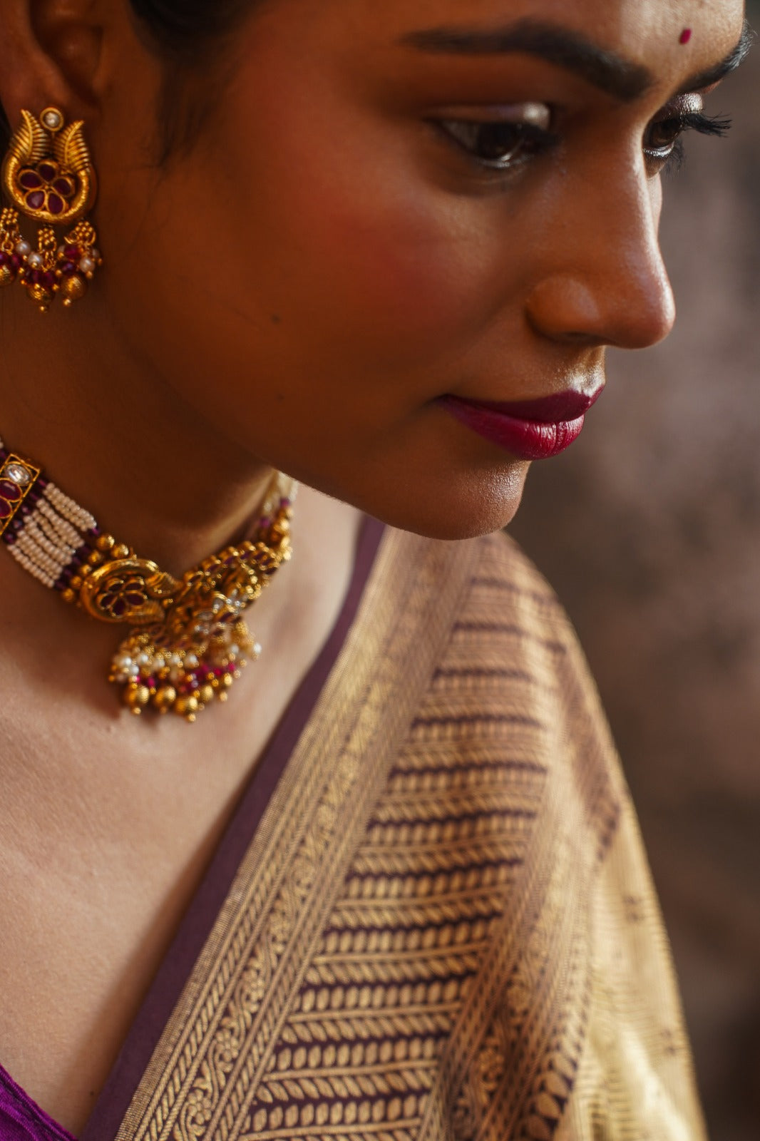 Mahavidya Handwoven Golden Banarasi Katan Silk Saree
