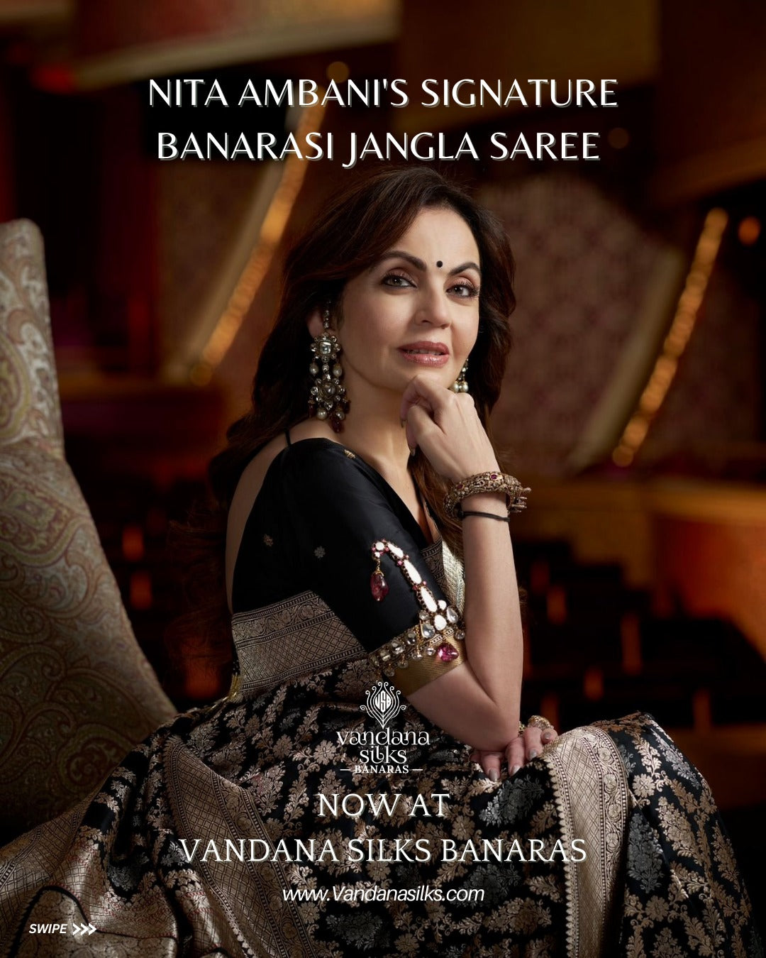 "Jyeshta " Nandini Nita Ambani's signature banarasi jangla Saree