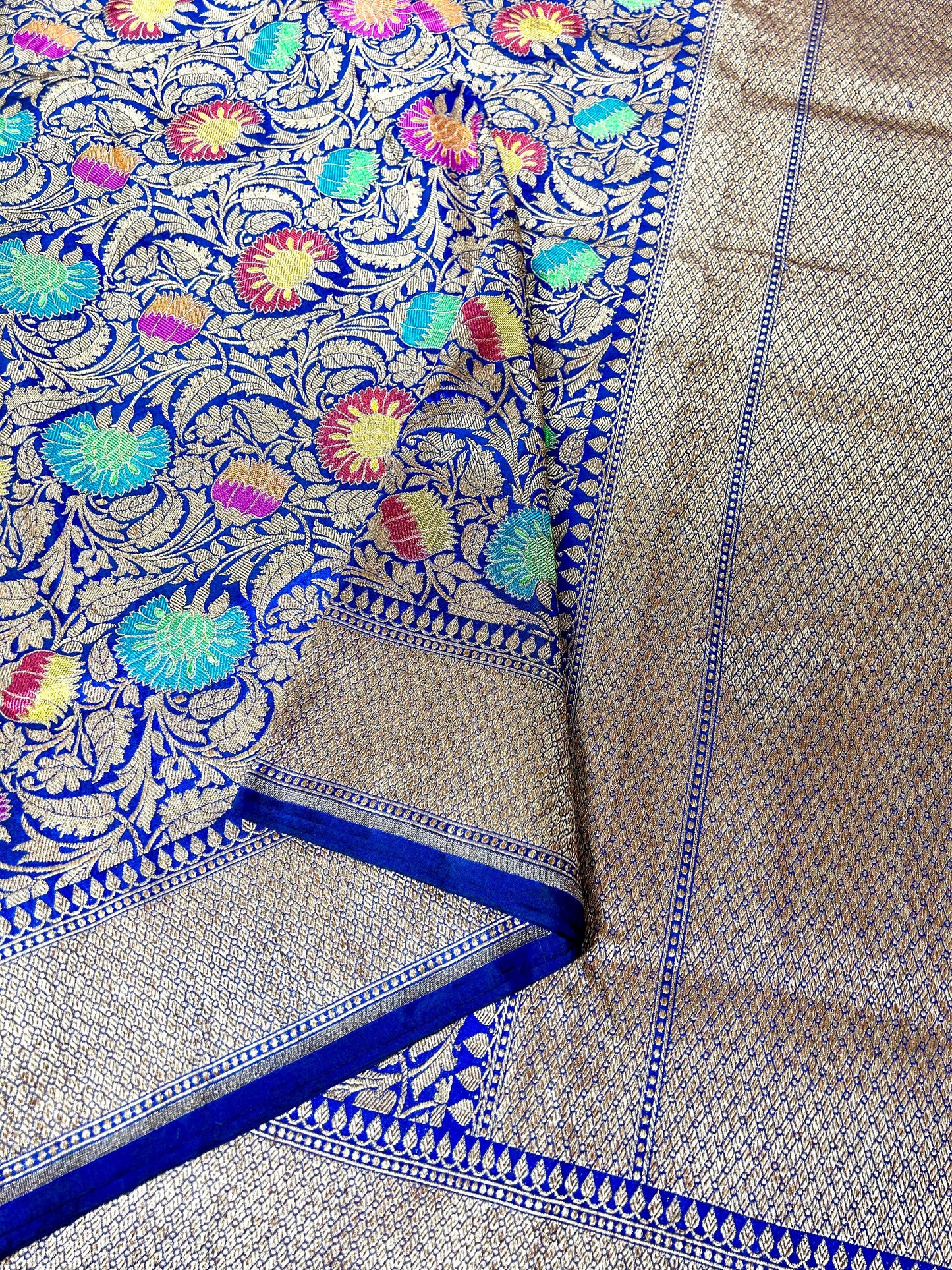 "Mangala" Navy Blue Pure Uppada Katan Silk Saree