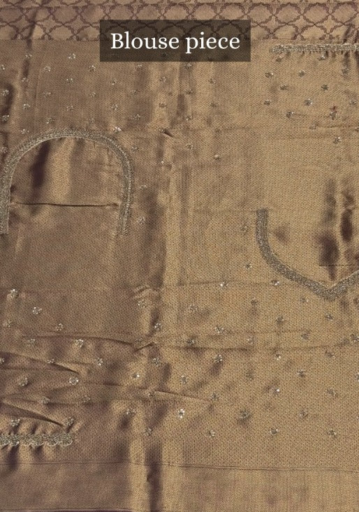 VIRASAT 386: Wine Brocade Tissue Silk Saree with Antique Zari Weaving & Hand Zardozi Border