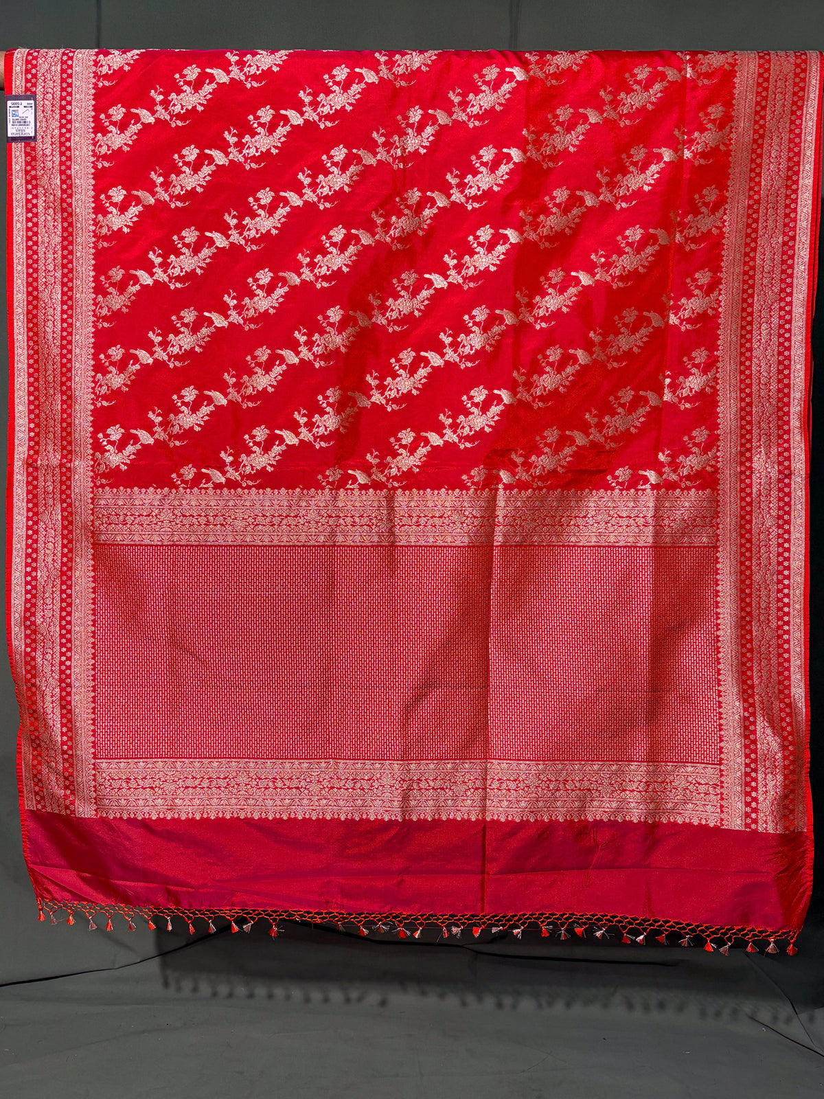 WAAH BANARAS 105: Reddish Pink Semi Katan Silk Saree with Elegant Zari Weaving