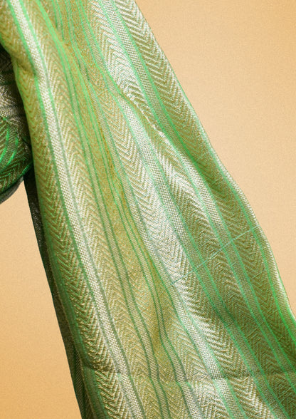 "RDM BL 016B" Banarasi Green Blouse With Golden Weave
