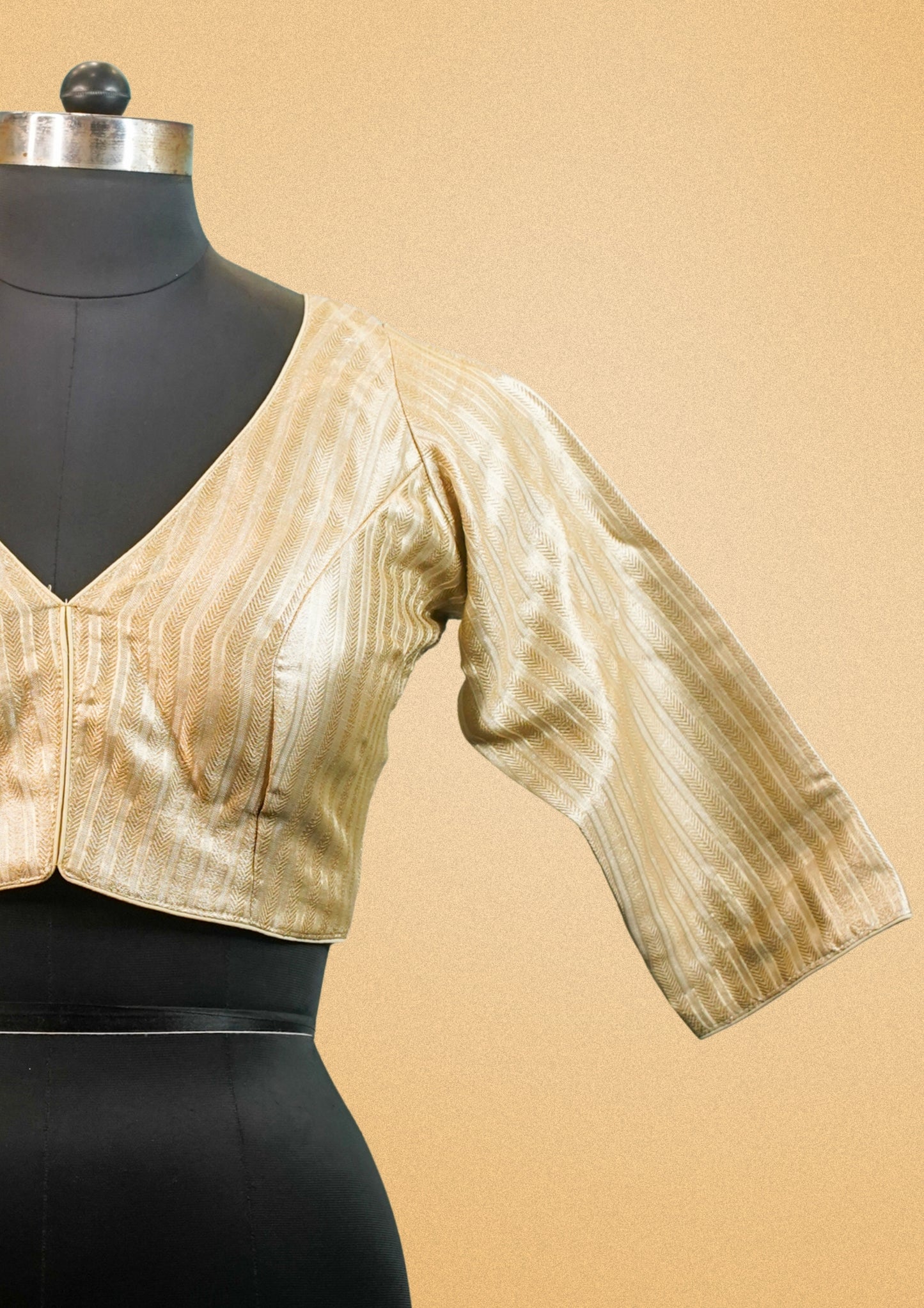 "RDM BL 016A" Banarasi Golden Silk Blouse with Elegant Woven Design