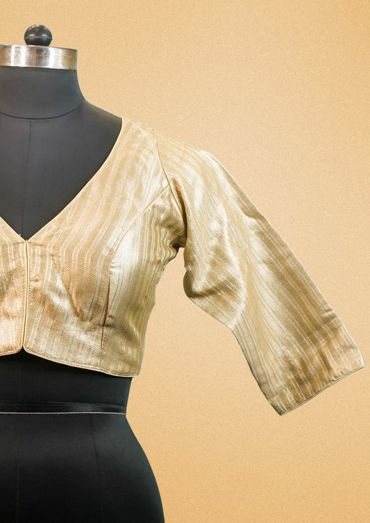"RDM BL 016A" Banarasi Golden Silk Blouse with Elegant Woven Design