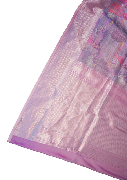 "VIRASAT 206" Banarasi Shades Of Purple & Pink Pure Rangkat Meenakari Saree With Art Motifs
