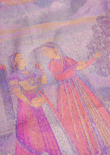 "VIRASAT 206" Banarasi Shades Of Purple & Pink Pure Rangkat Meenakari Saree With Art Motifs